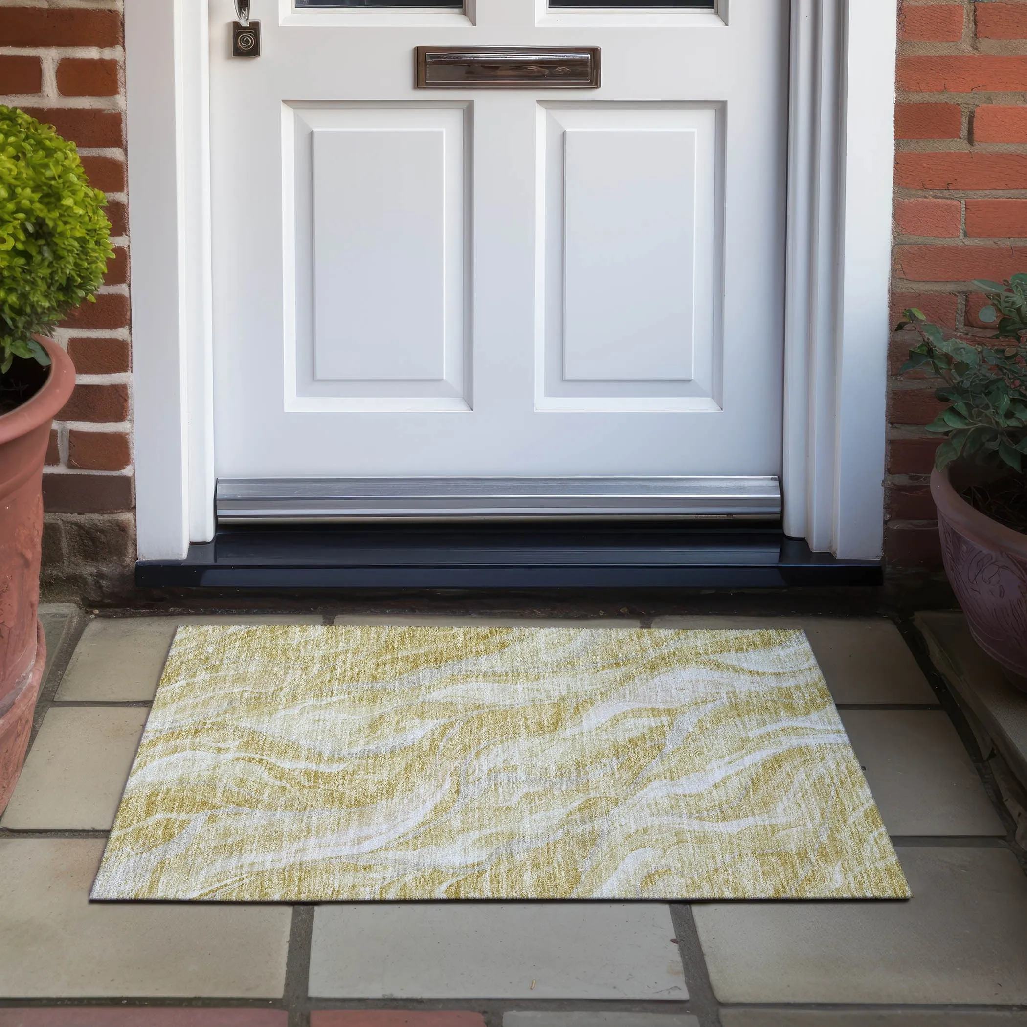 Machine Washable Indoor/ Outdoor Chantille Moden Waves Rug