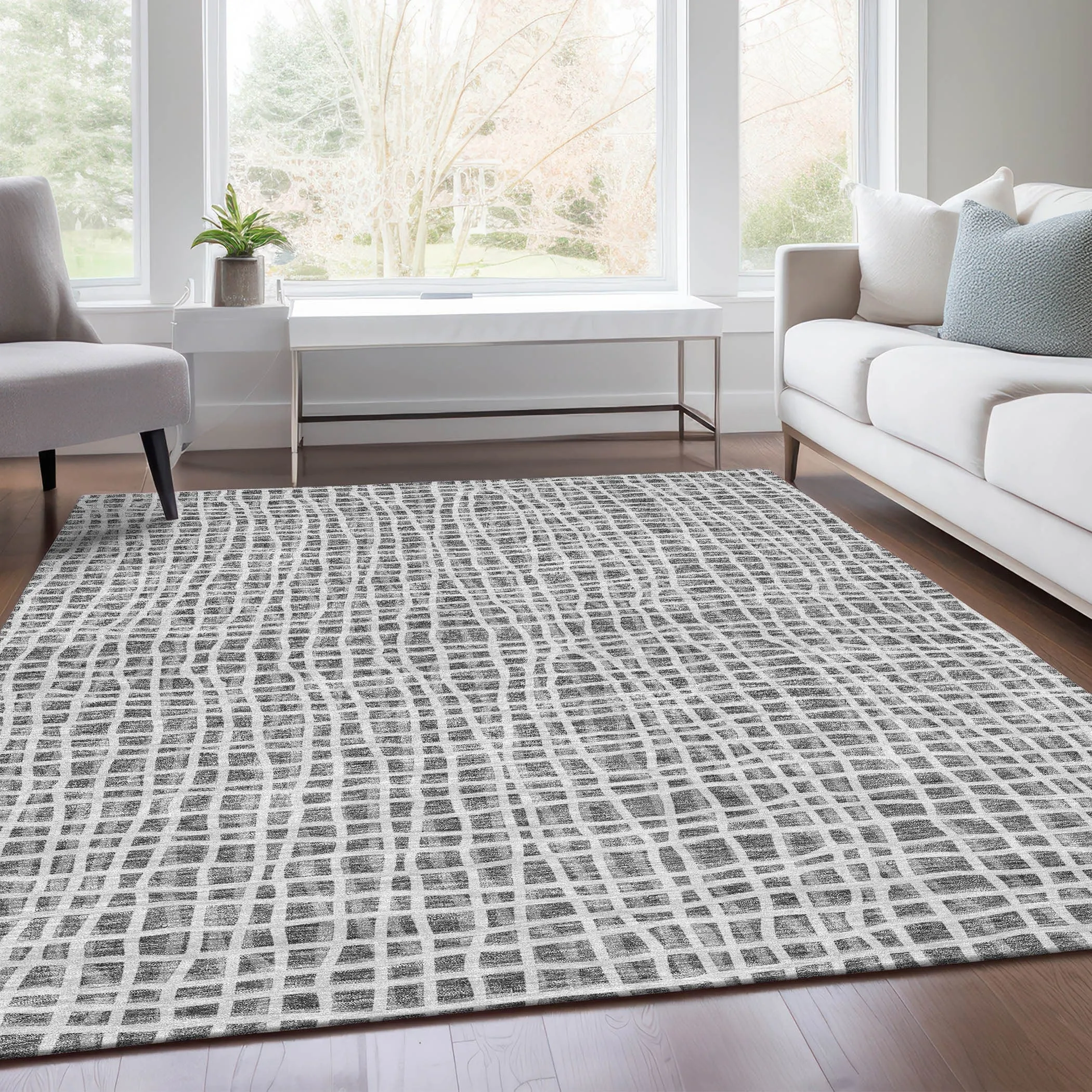 Machine Washable Indoor/ Outdoor Chantille Modern Abstract Rug