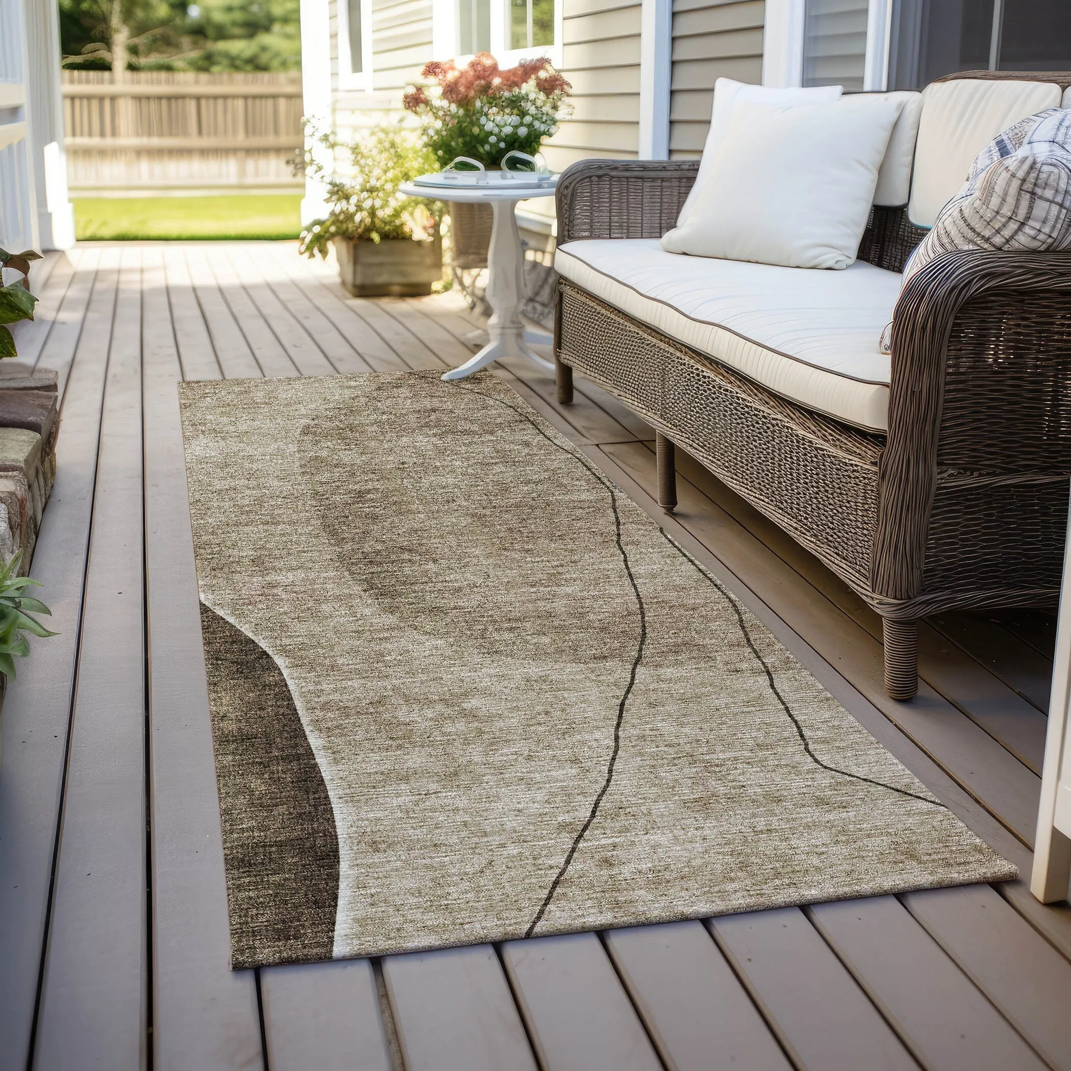 Machine Washable Indoor/ Outdoor Chantille Modern Abstract Rug