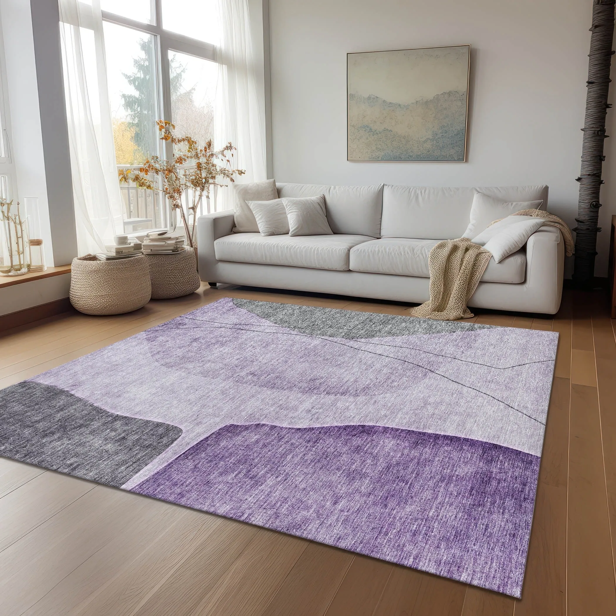 Machine Washable Indoor/ Outdoor Chantille Modern Abstract Rug