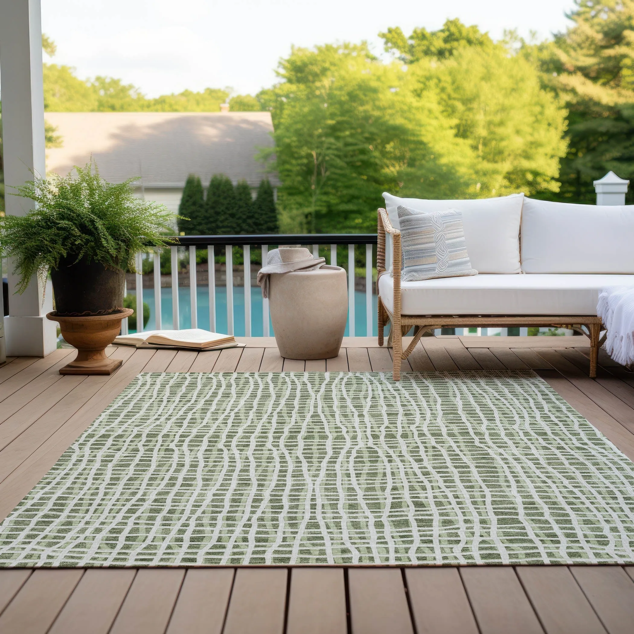 Machine Washable Indoor/ Outdoor Chantille Modern Abstract Rug