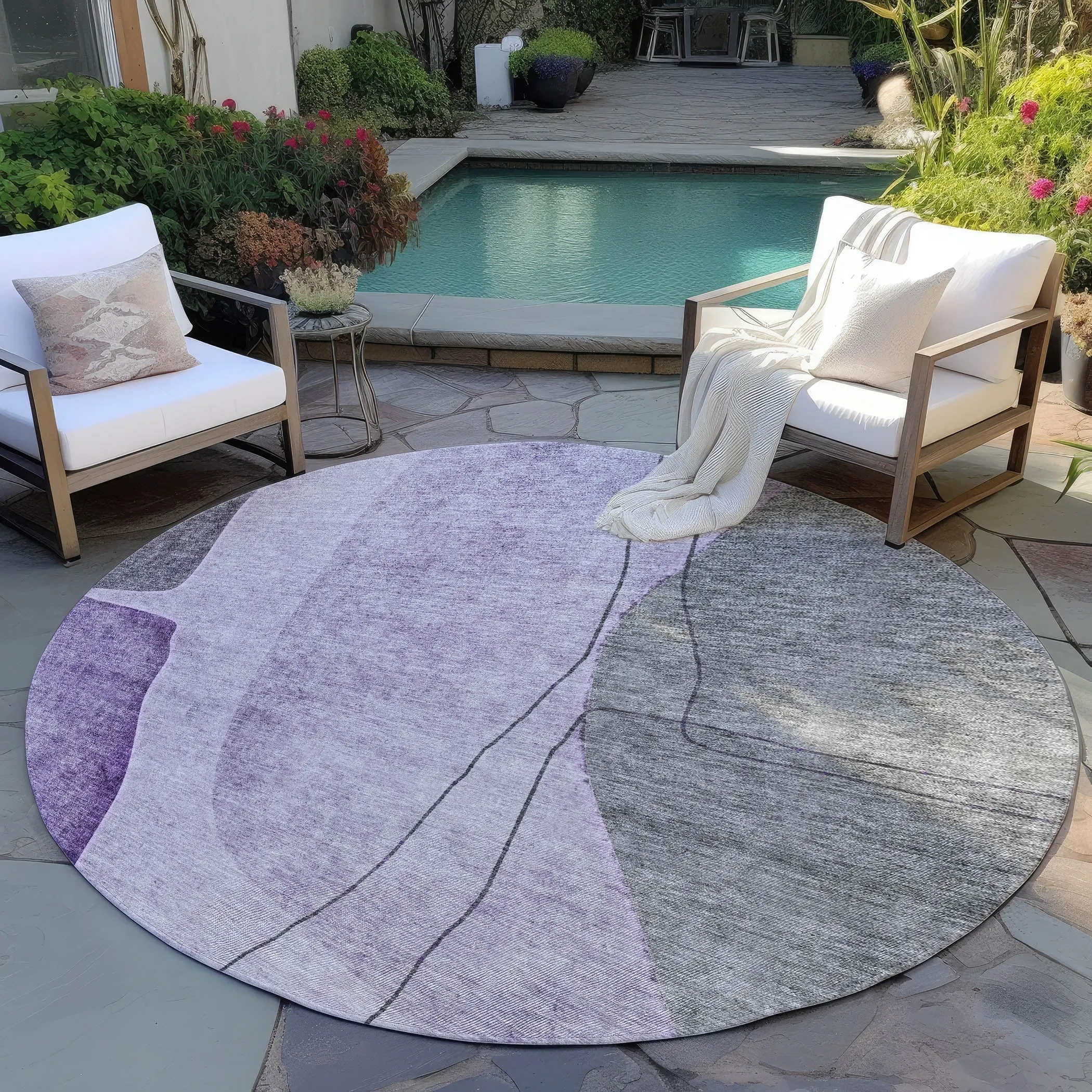 Machine Washable Indoor/ Outdoor Chantille Modern Abstract Rug