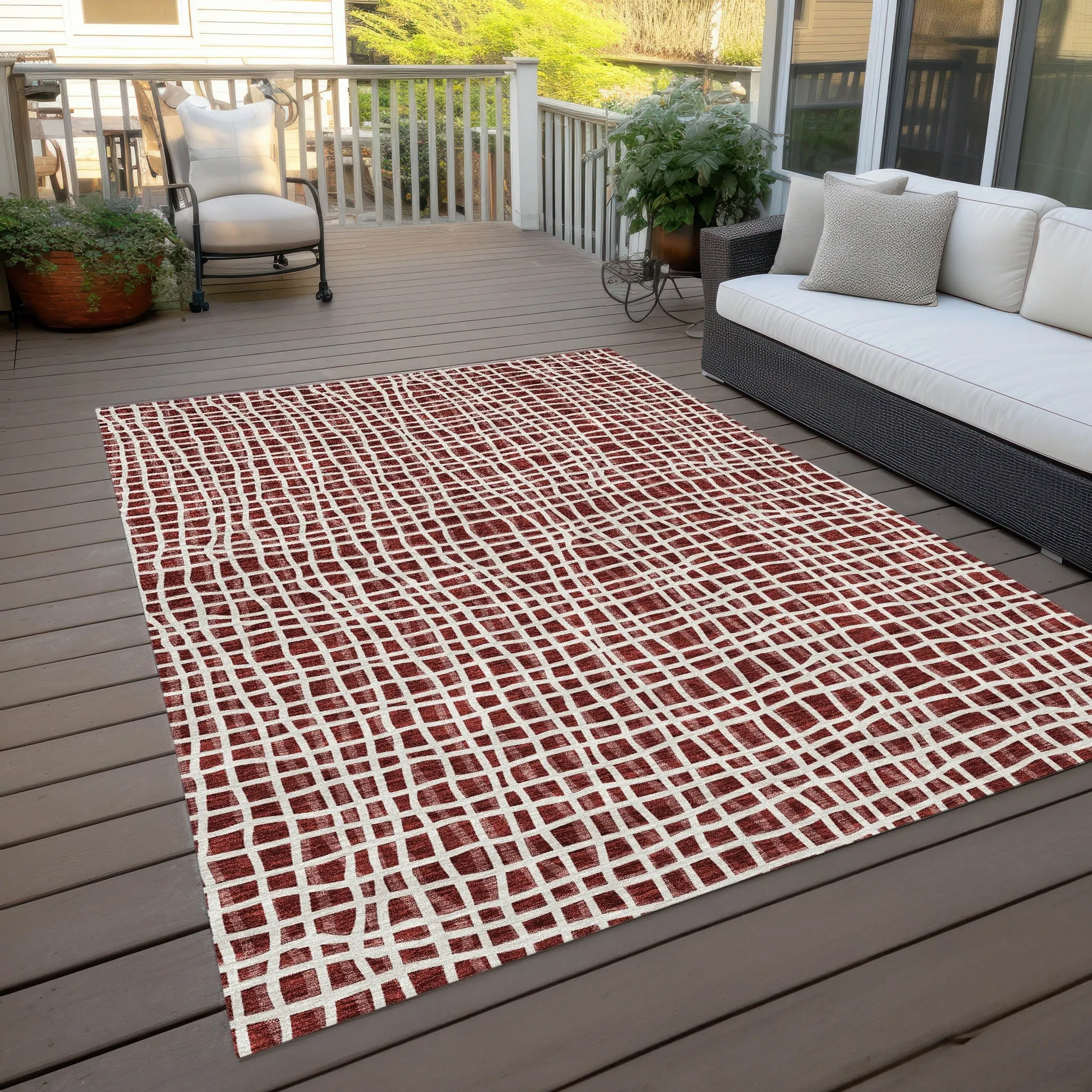 Machine Washable Indoor/ Outdoor Chantille Modern Abstract Rug