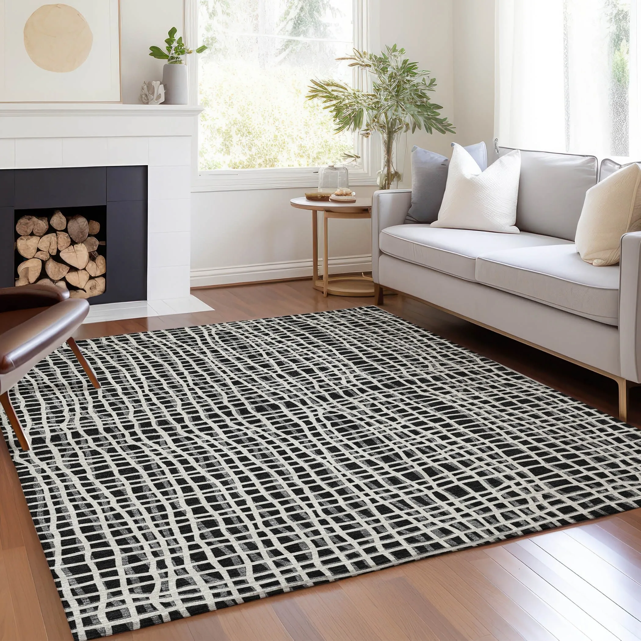 Machine Washable Indoor/ Outdoor Chantille Modern Abstract Rug