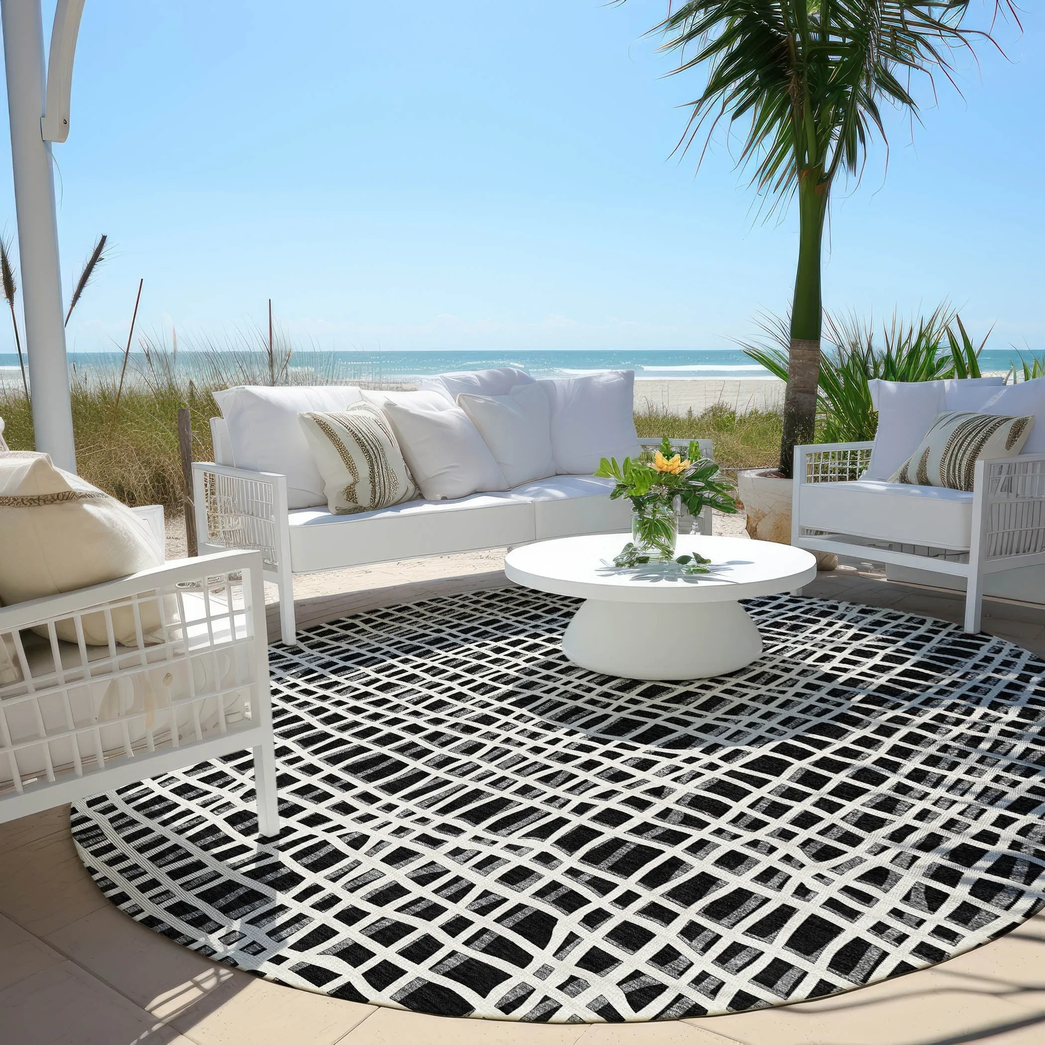Machine Washable Indoor/ Outdoor Chantille Modern Abstract Rug