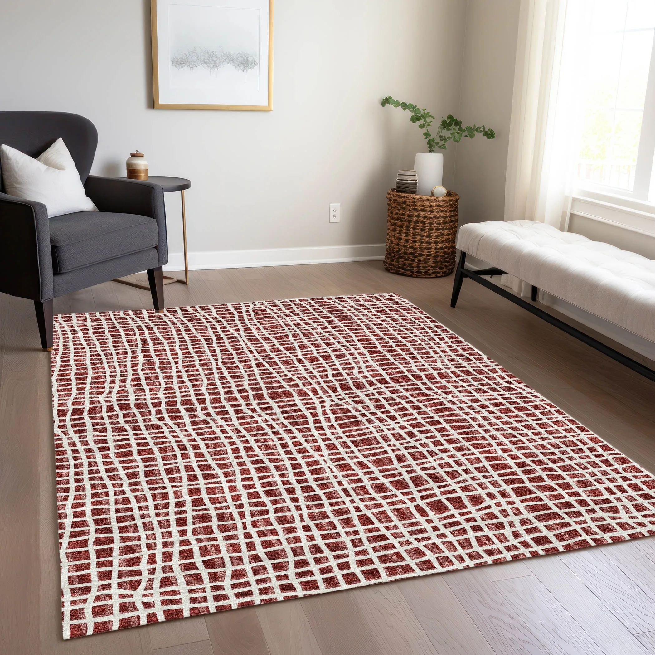 Machine Washable Indoor/ Outdoor Chantille Modern Abstract Rug
