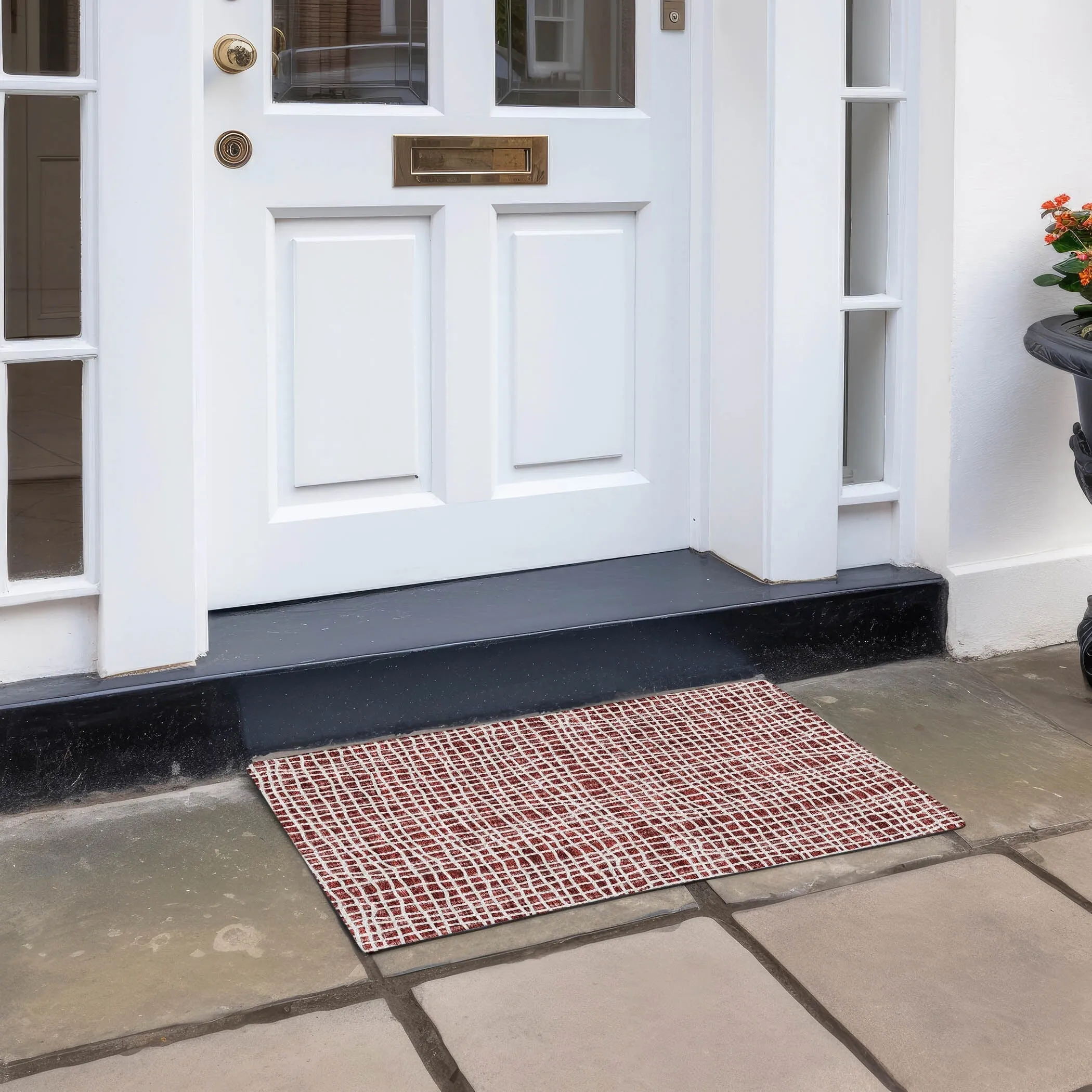 Machine Washable Indoor/ Outdoor Chantille Modern Abstract Rug