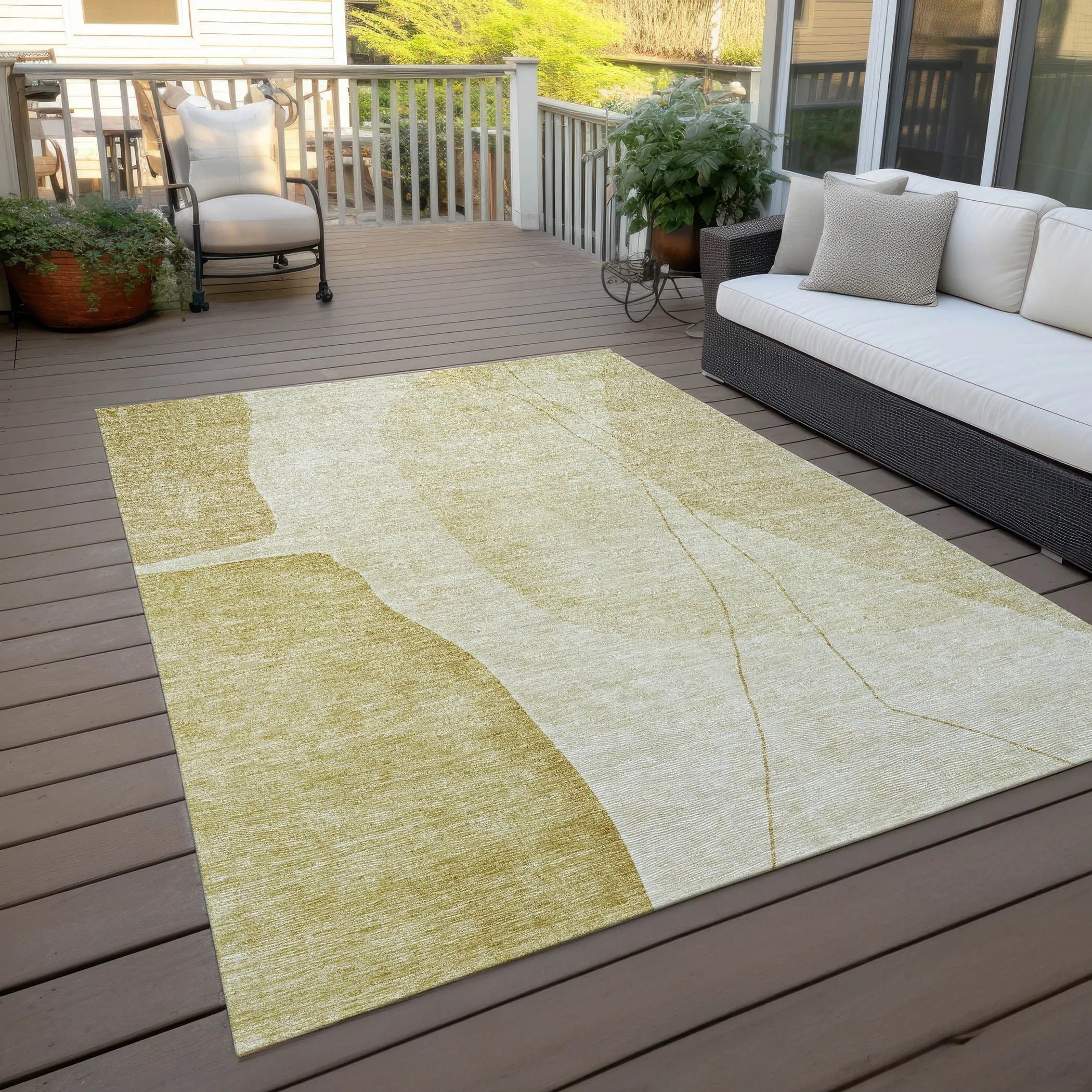 Machine Washable Indoor/ Outdoor Chantille Modern Abstract Rug