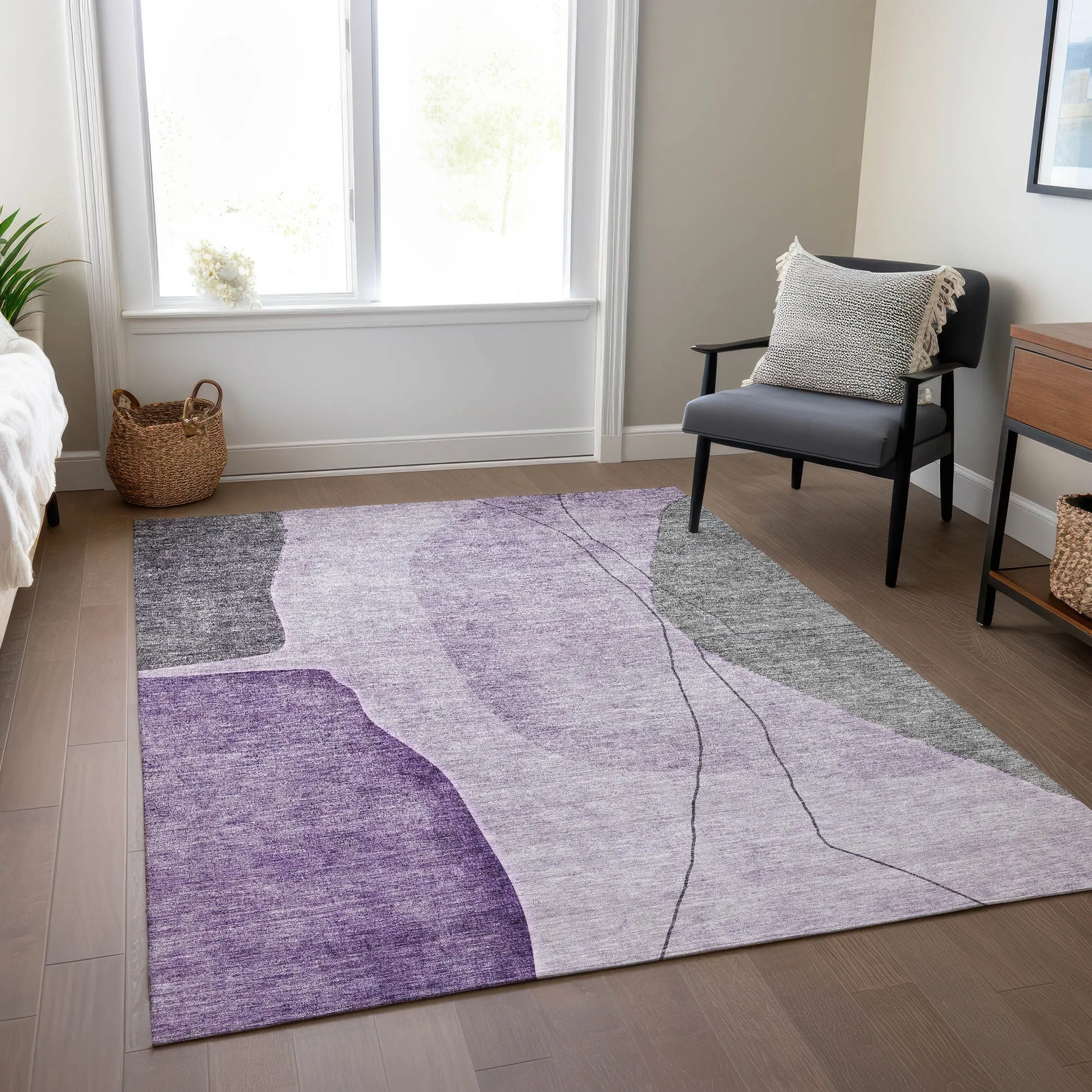 Machine Washable Indoor/ Outdoor Chantille Modern Abstract Rug