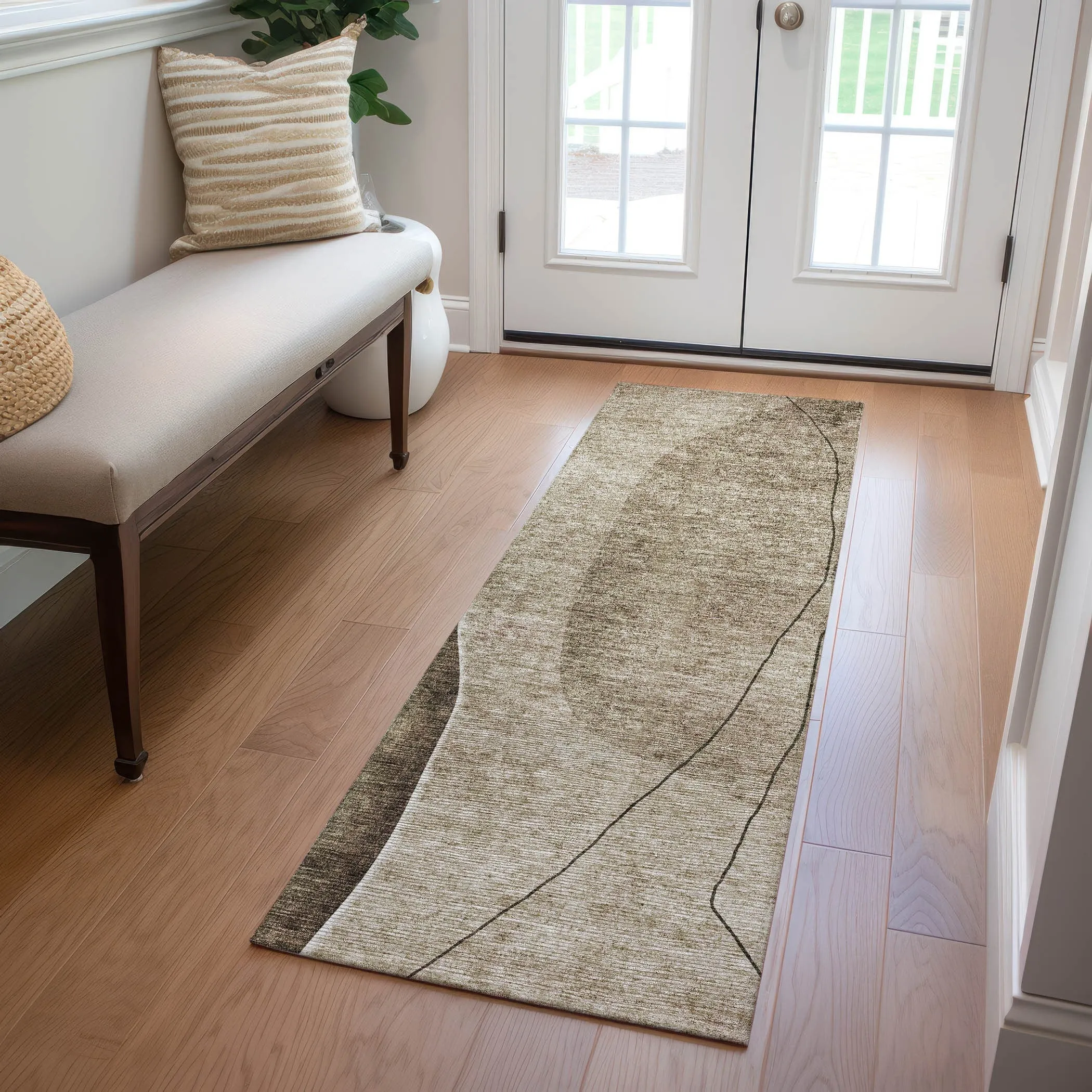 Machine Washable Indoor/ Outdoor Chantille Modern Abstract Rug
