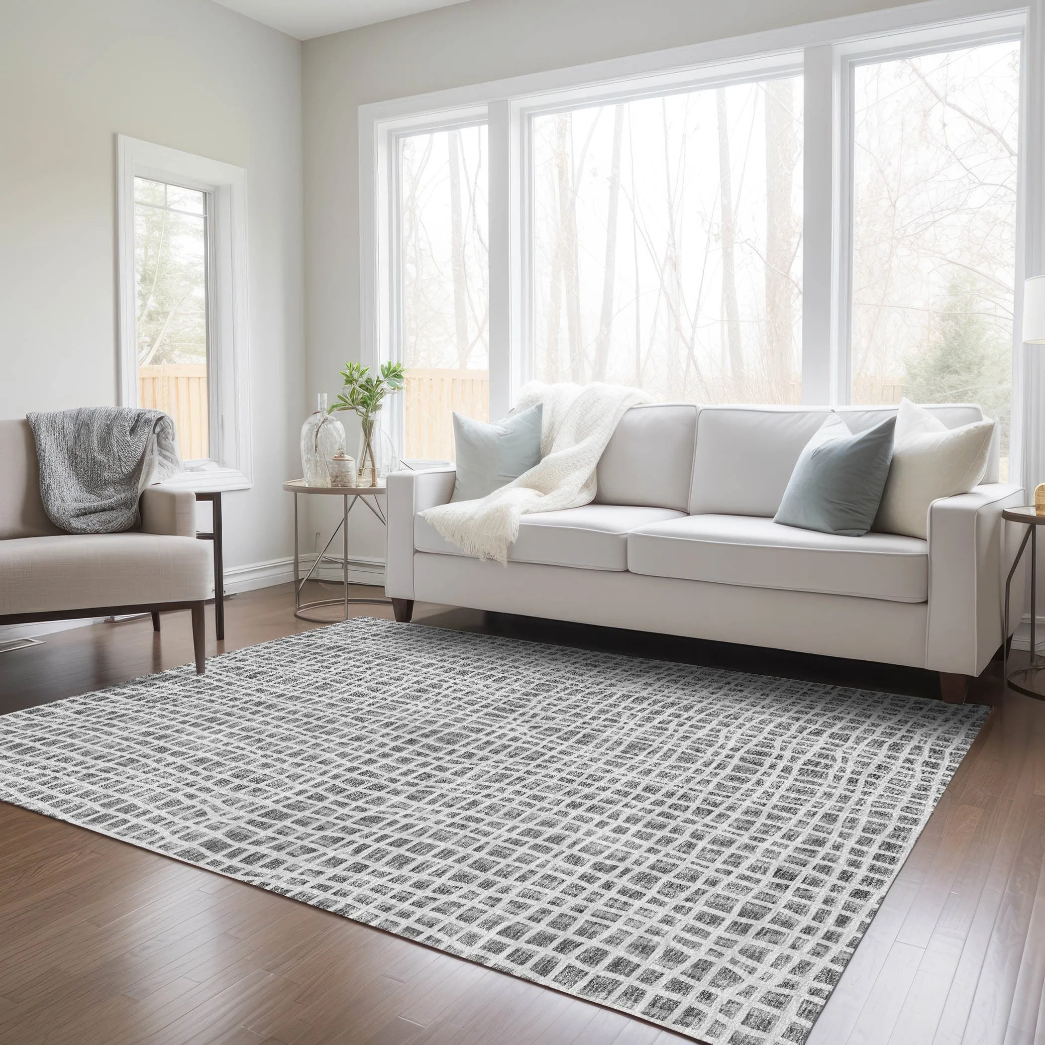 Machine Washable Indoor/ Outdoor Chantille Modern Abstract Rug