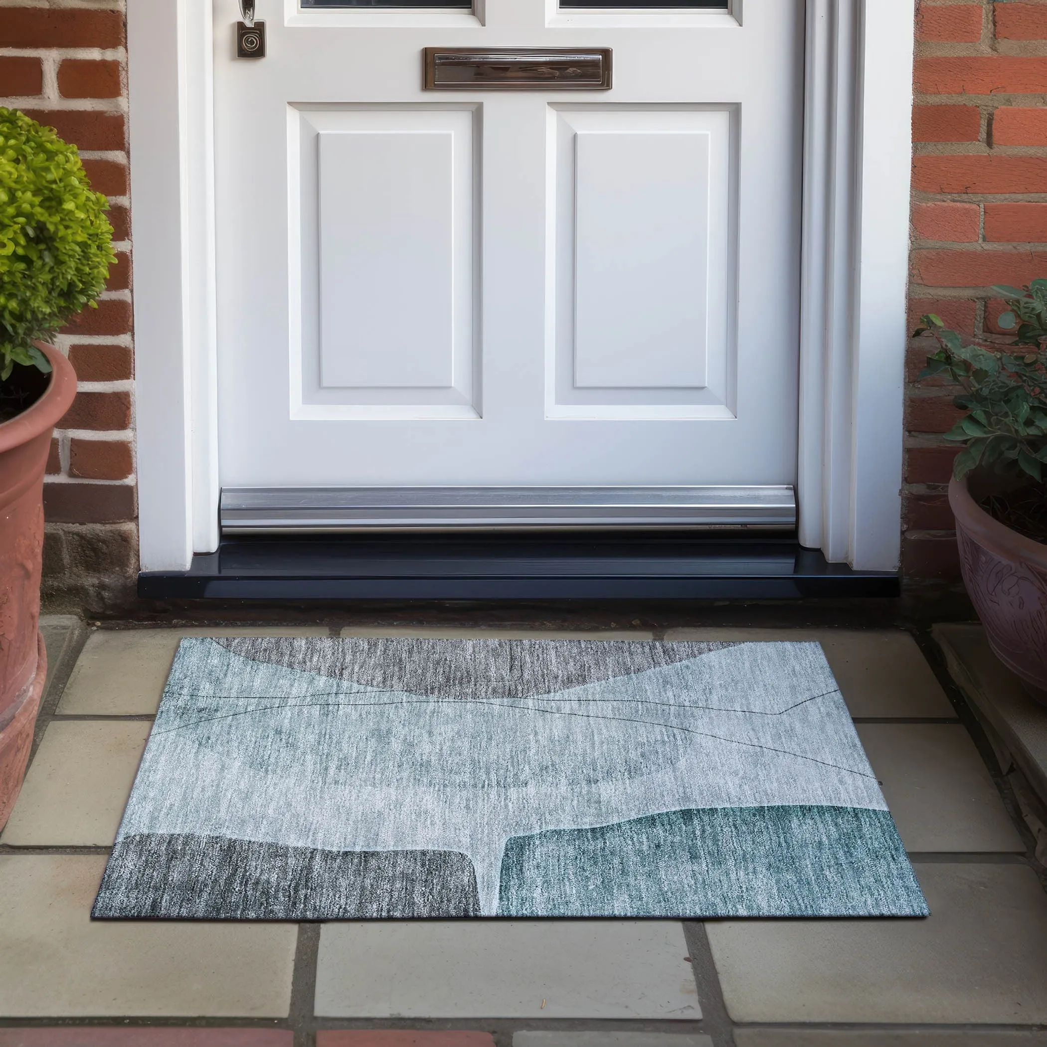 Machine Washable Indoor/ Outdoor Chantille Modern Abstract Rug