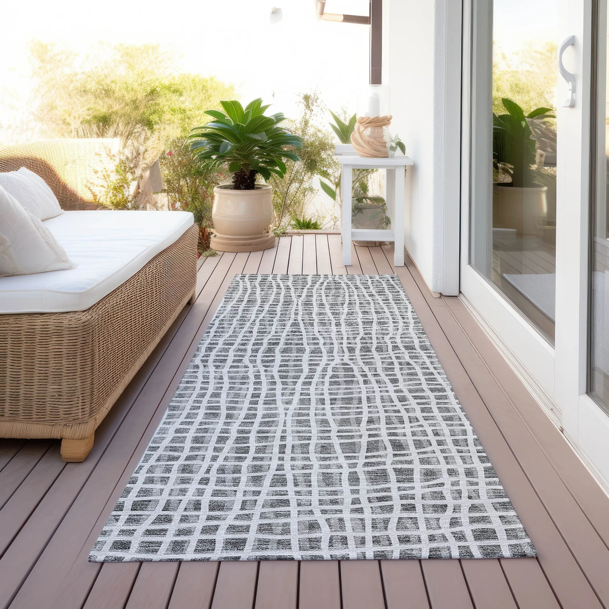 Machine Washable Indoor/ Outdoor Chantille Modern Abstract Rug