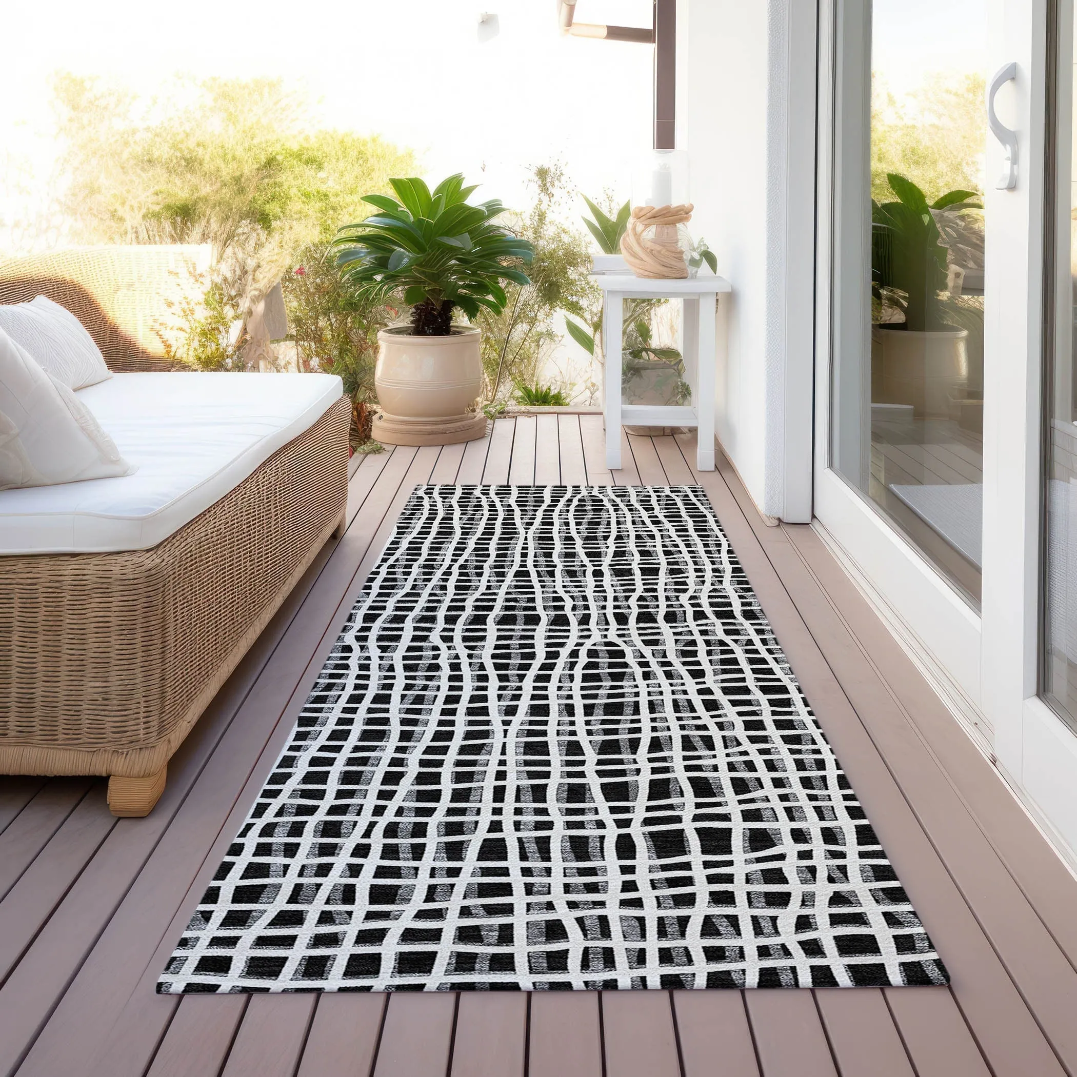 Machine Washable Indoor/ Outdoor Chantille Modern Abstract Rug