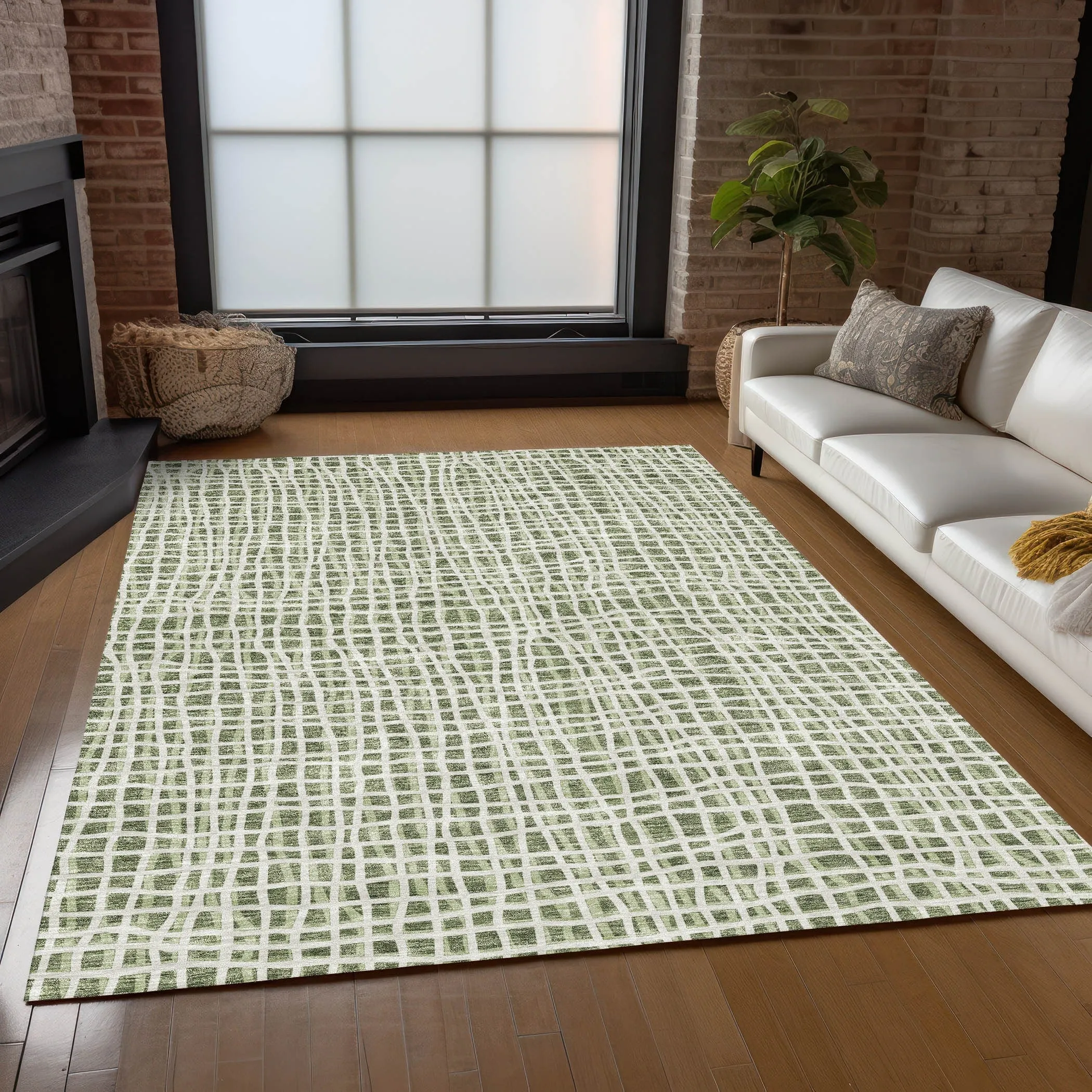 Machine Washable Indoor/ Outdoor Chantille Modern Abstract Rug
