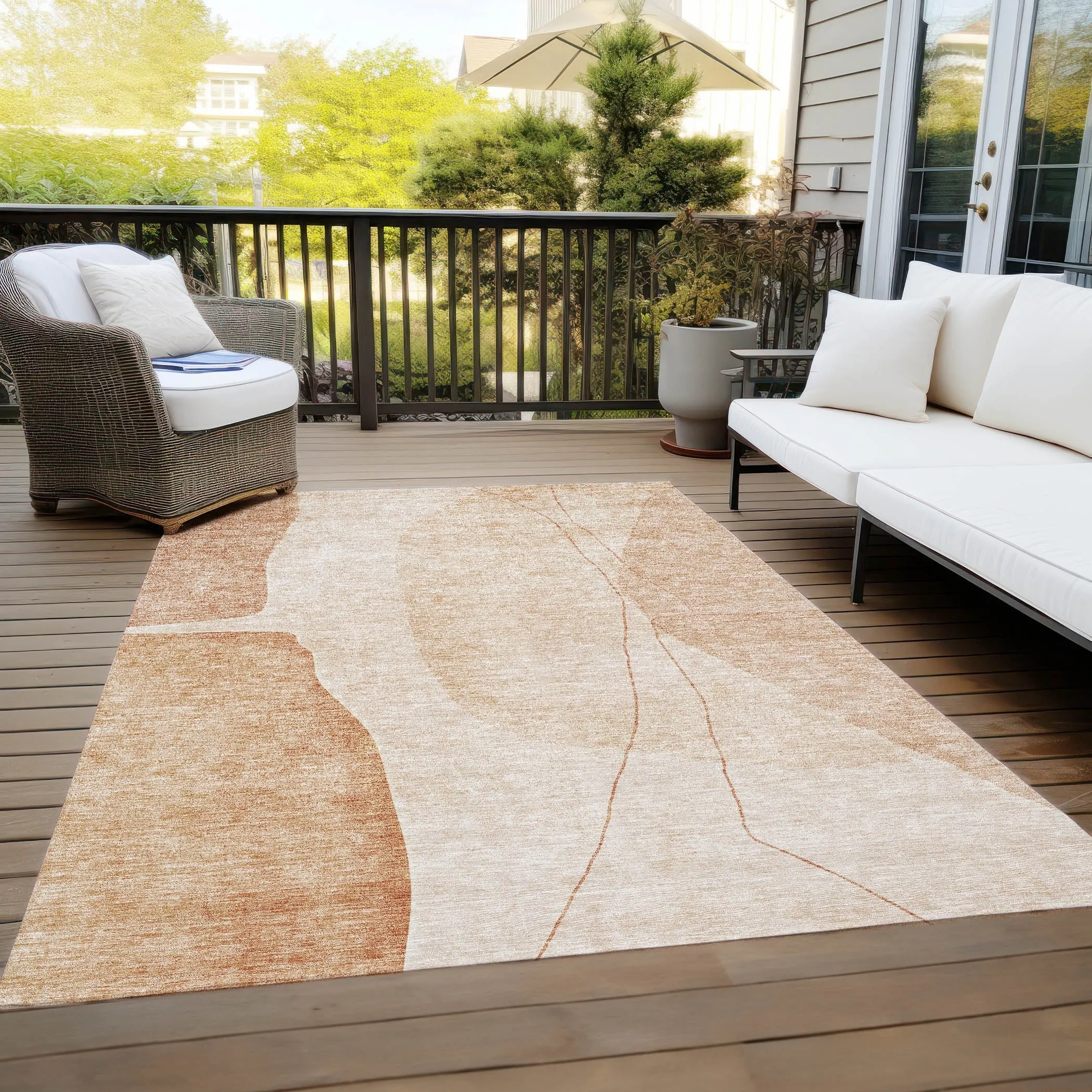 Machine Washable Indoor/ Outdoor Chantille Modern Abstract Rug