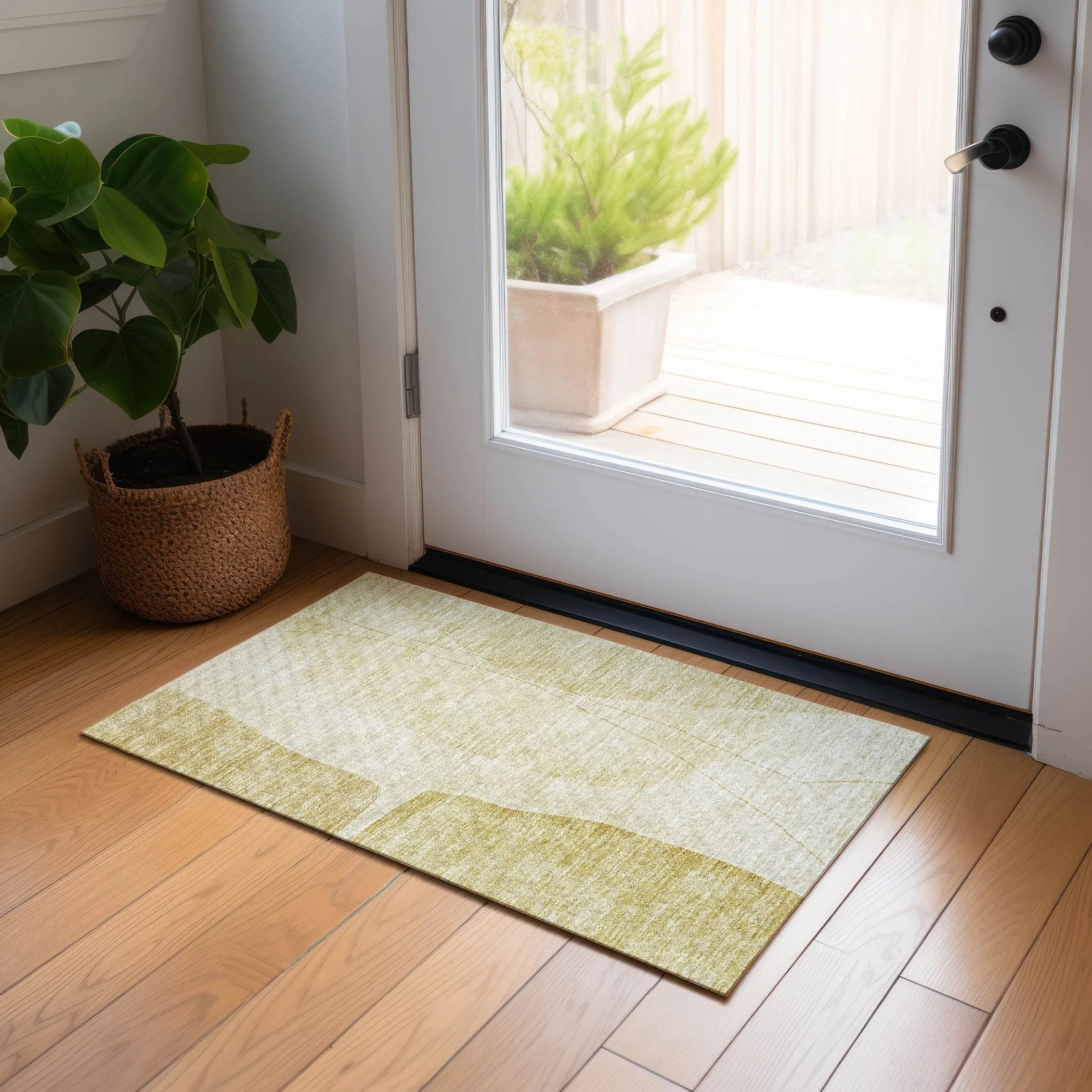 Machine Washable Indoor/ Outdoor Chantille Modern Abstract Rug