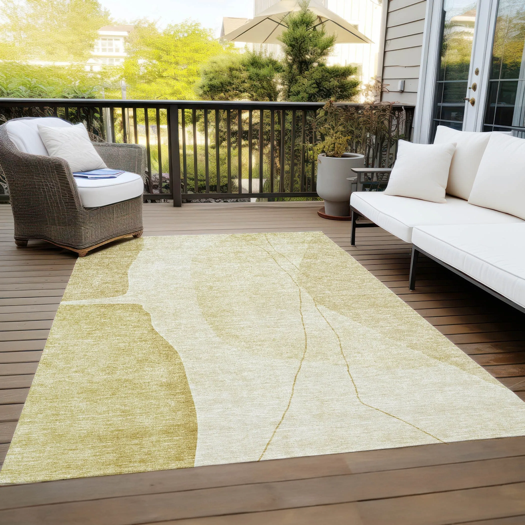 Machine Washable Indoor/ Outdoor Chantille Modern Abstract Rug