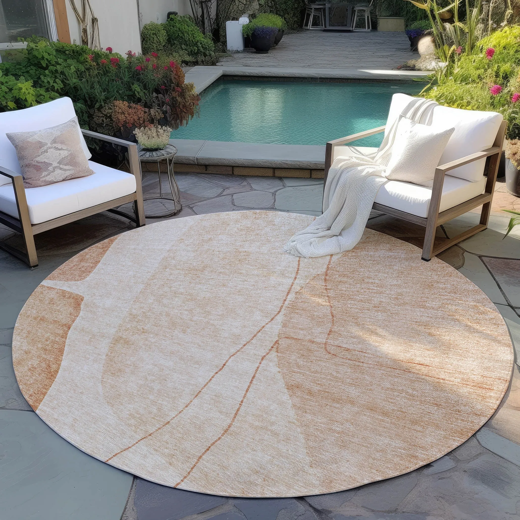 Machine Washable Indoor/ Outdoor Chantille Modern Abstract Rug