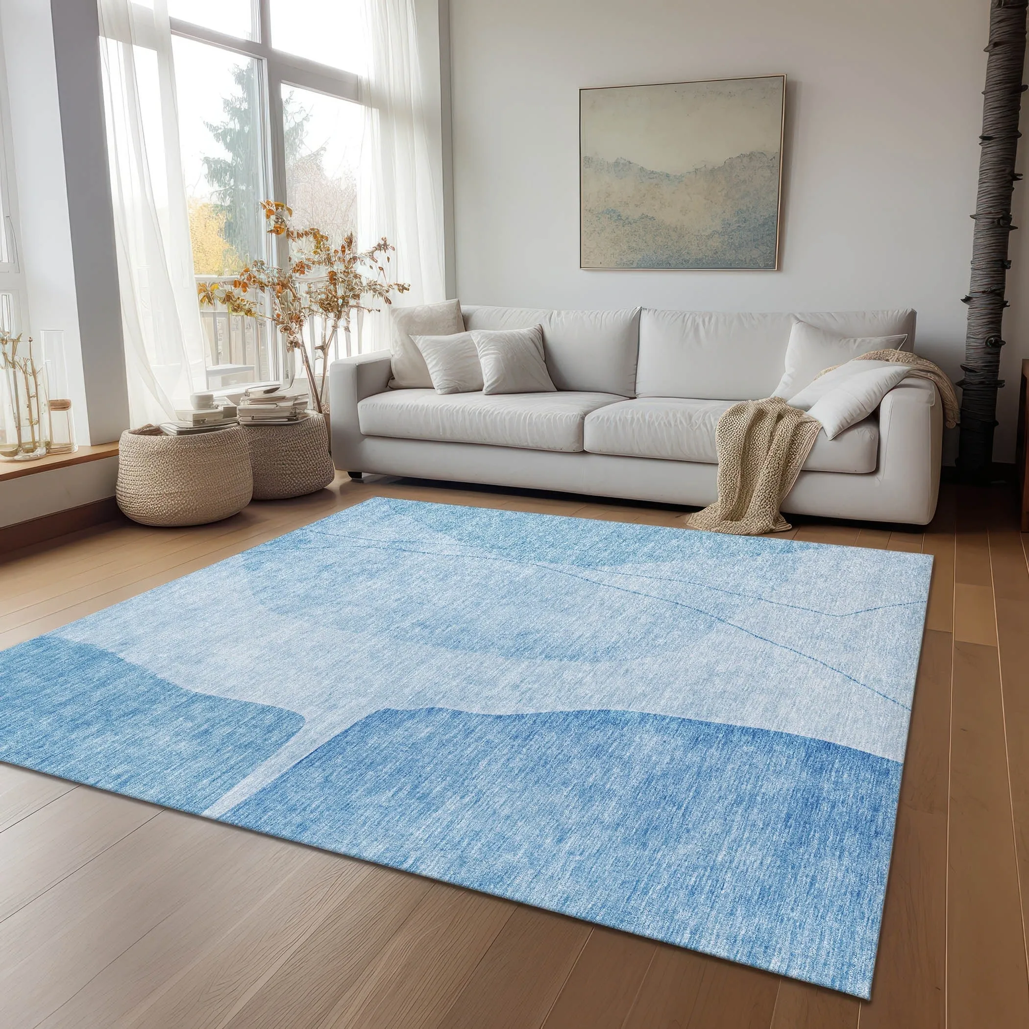 Machine Washable Indoor/ Outdoor Chantille Modern Abstract Rug