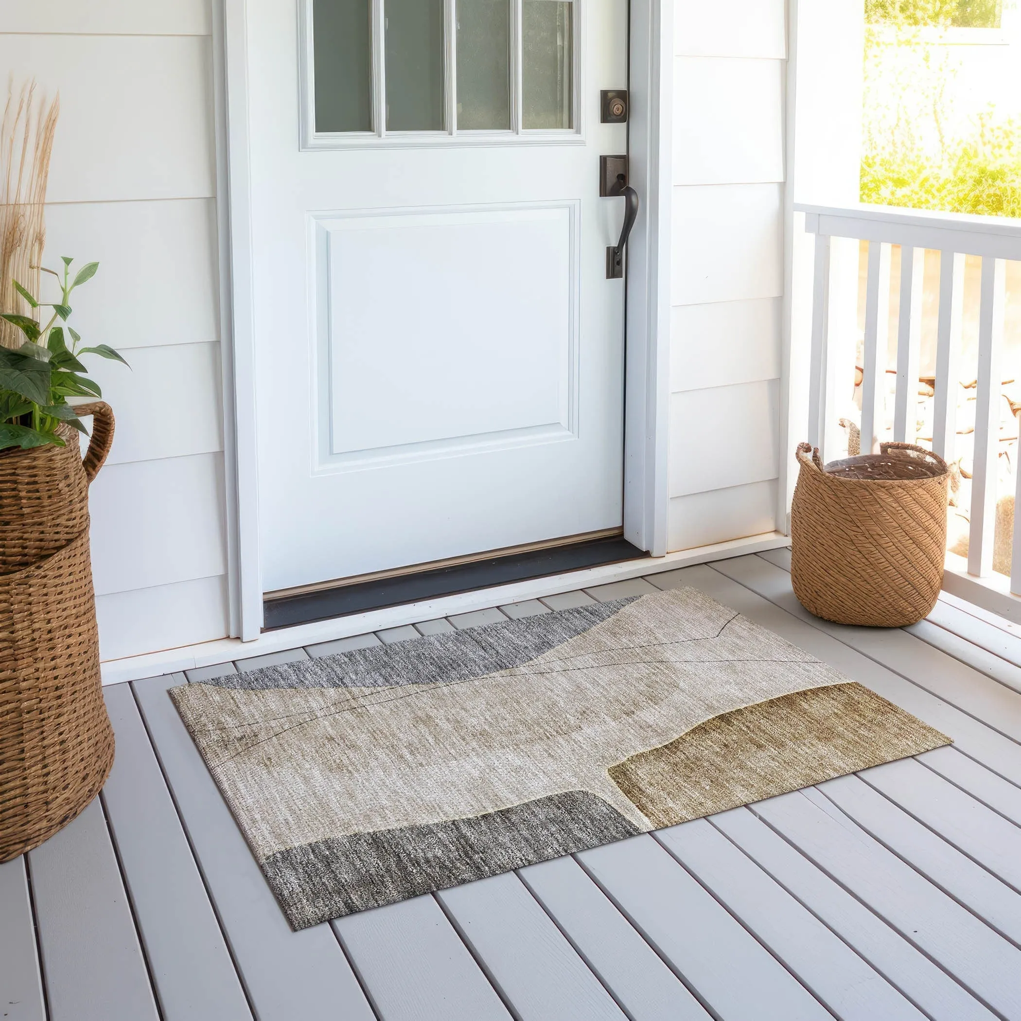 Machine Washable Indoor/ Outdoor Chantille Modern Abstract Rug