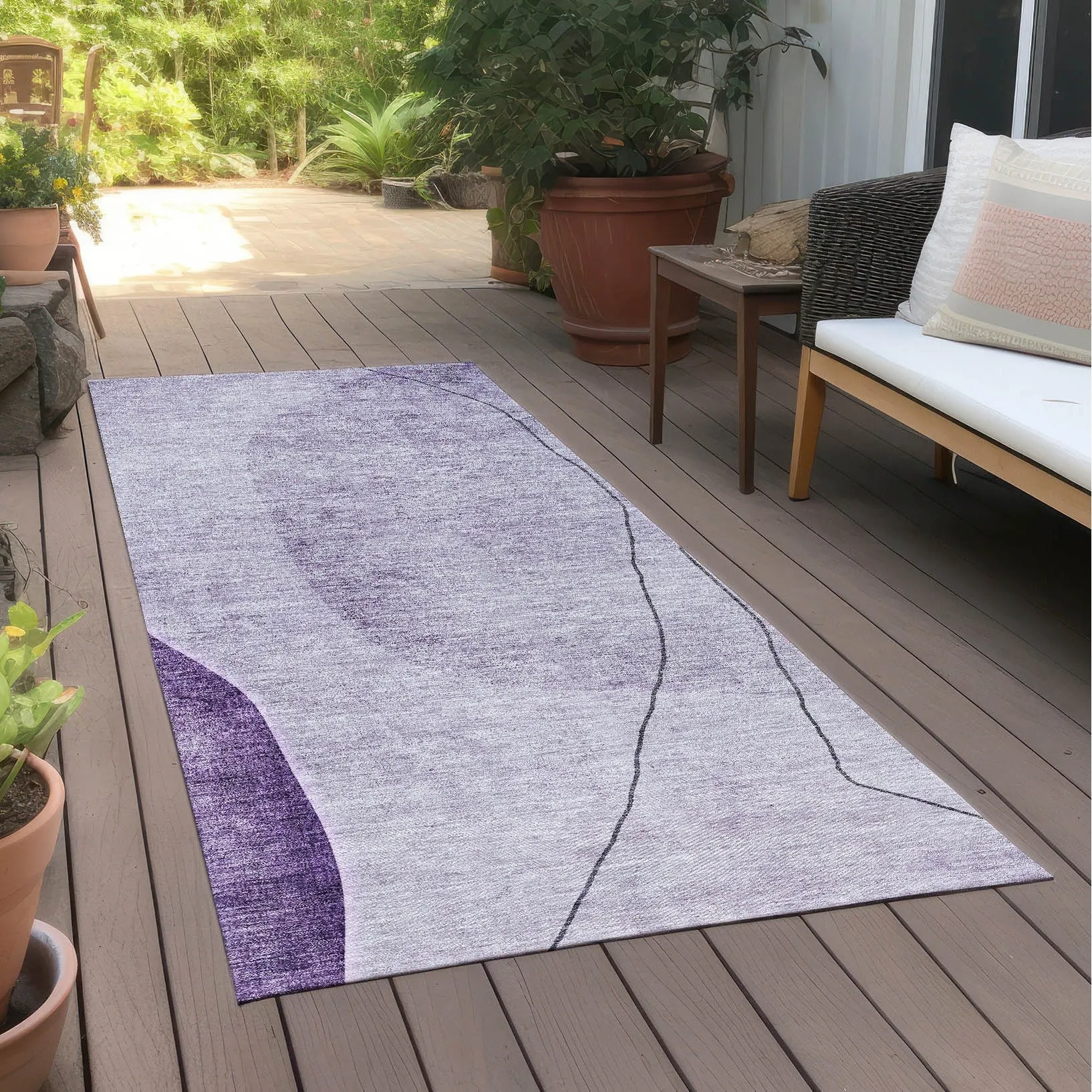 Machine Washable Indoor/ Outdoor Chantille Modern Abstract Rug
