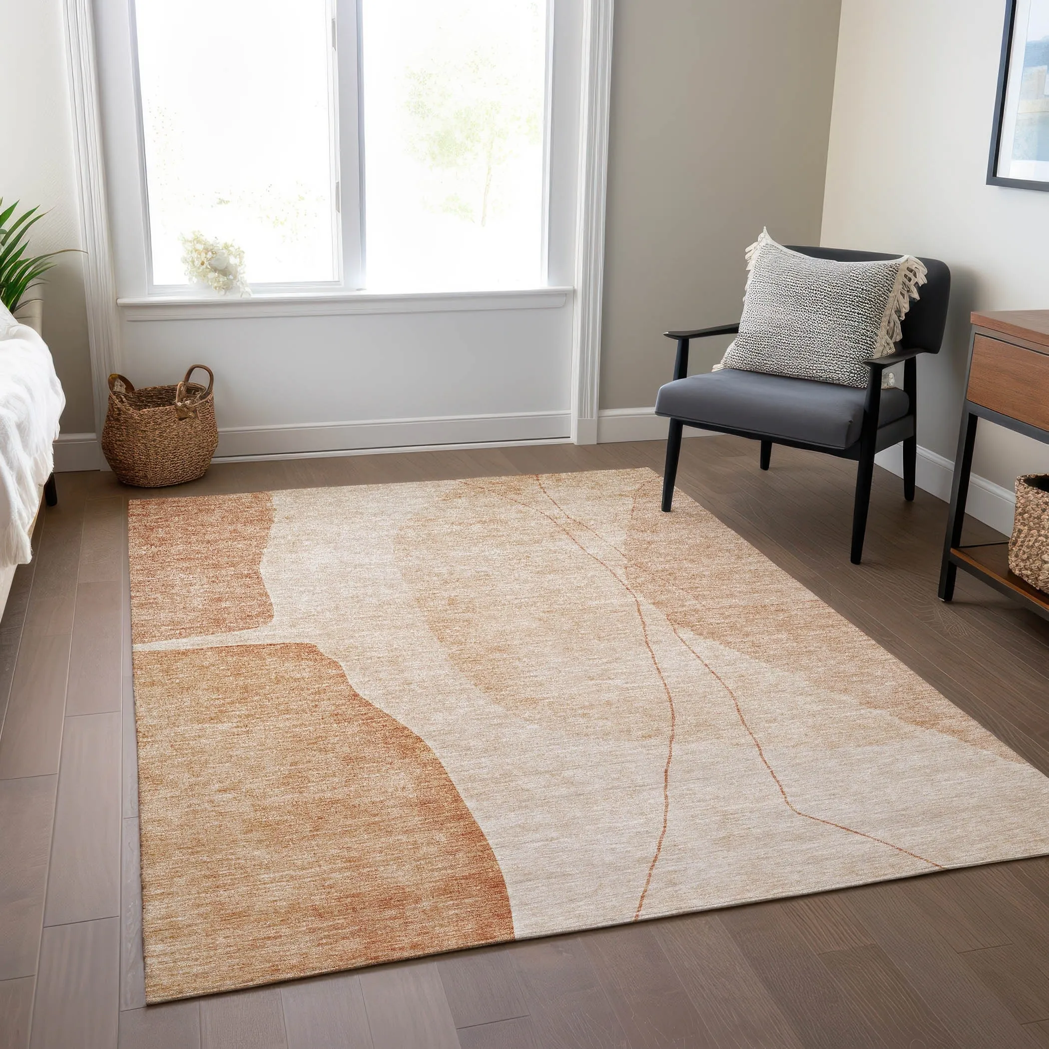 Machine Washable Indoor/ Outdoor Chantille Modern Abstract Rug