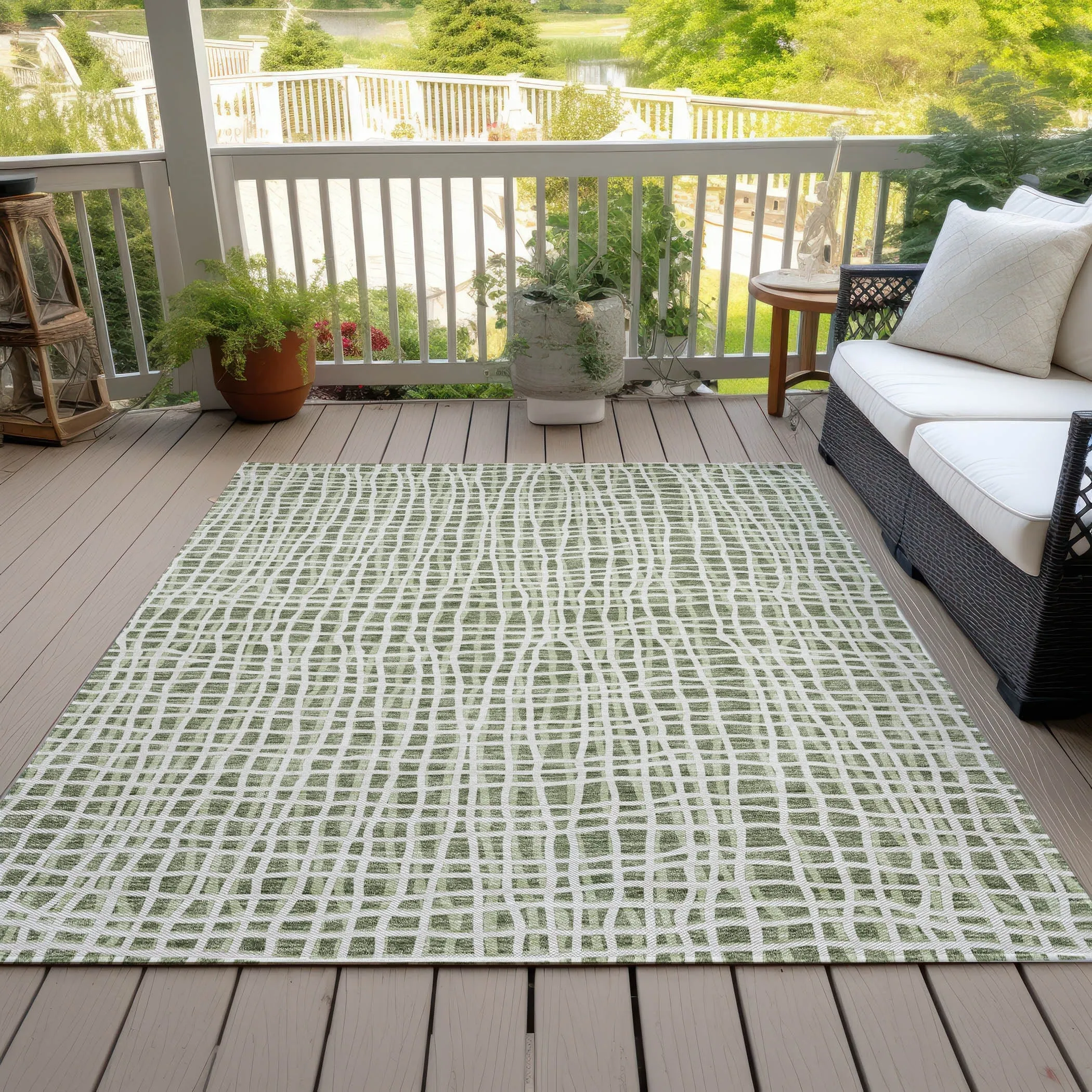 Machine Washable Indoor/ Outdoor Chantille Modern Abstract Rug