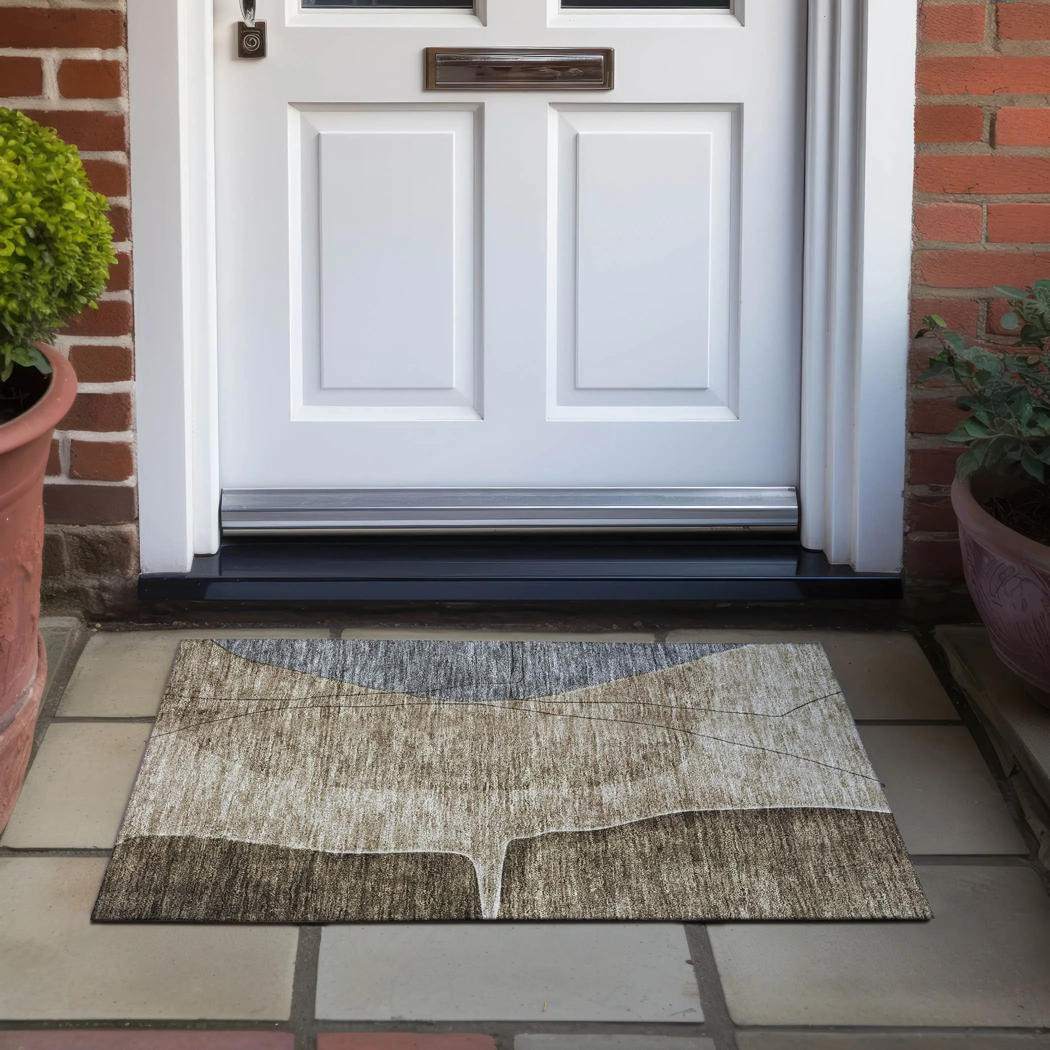 Machine Washable Indoor/ Outdoor Chantille Modern Abstract Rug