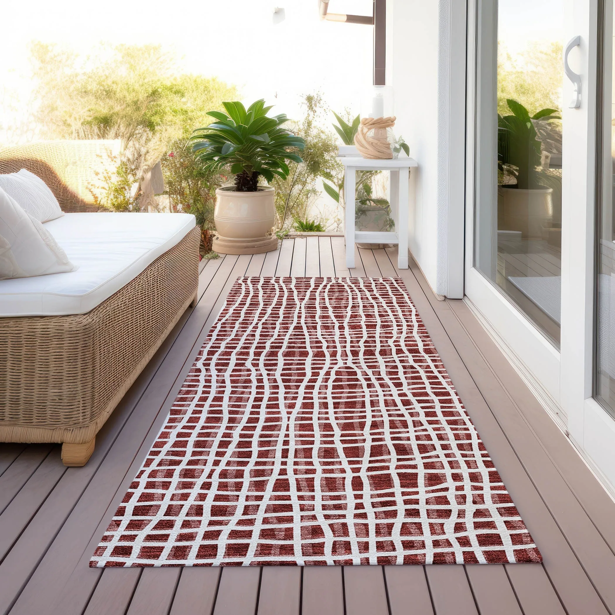 Machine Washable Indoor/ Outdoor Chantille Modern Abstract Rug