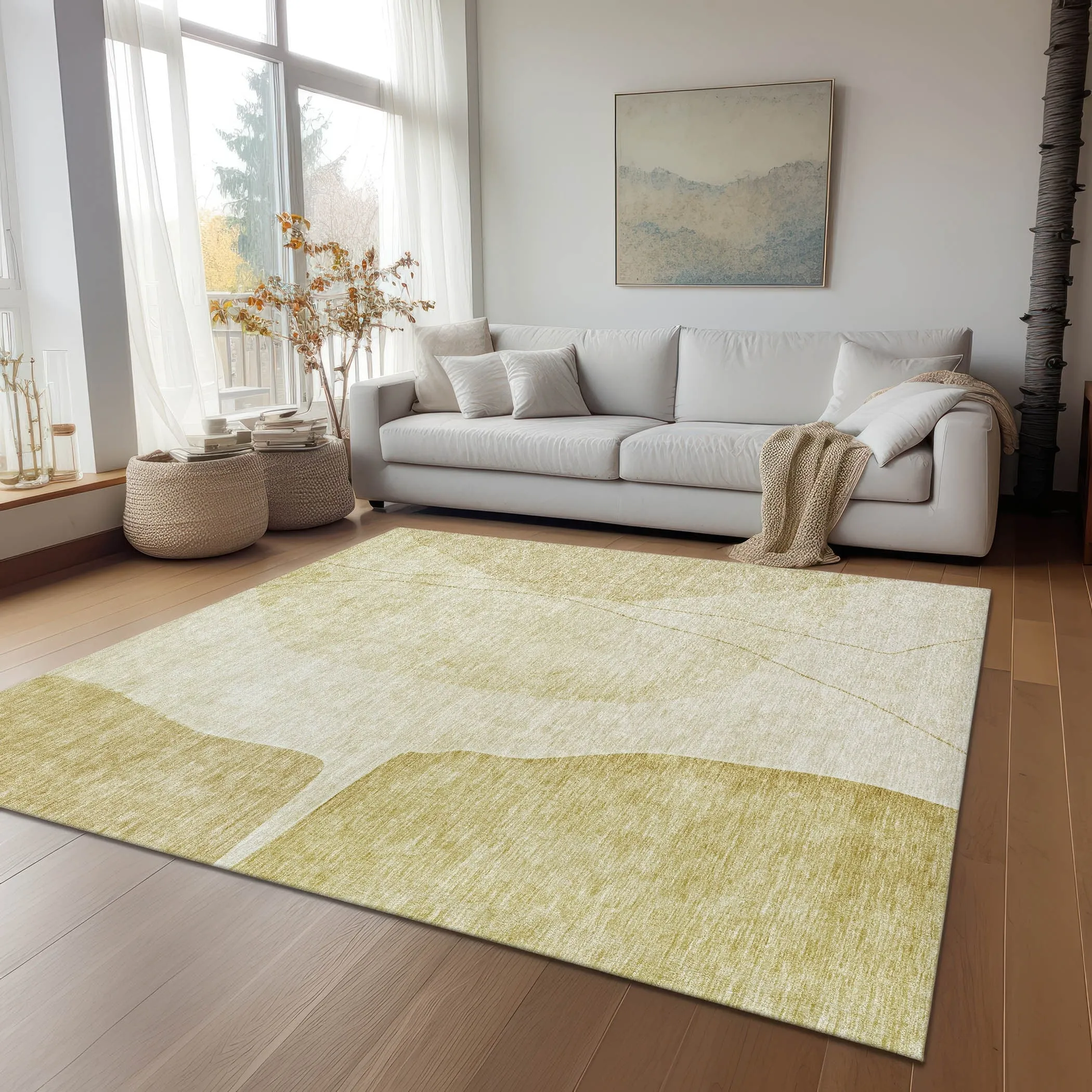 Machine Washable Indoor/ Outdoor Chantille Modern Abstract Rug