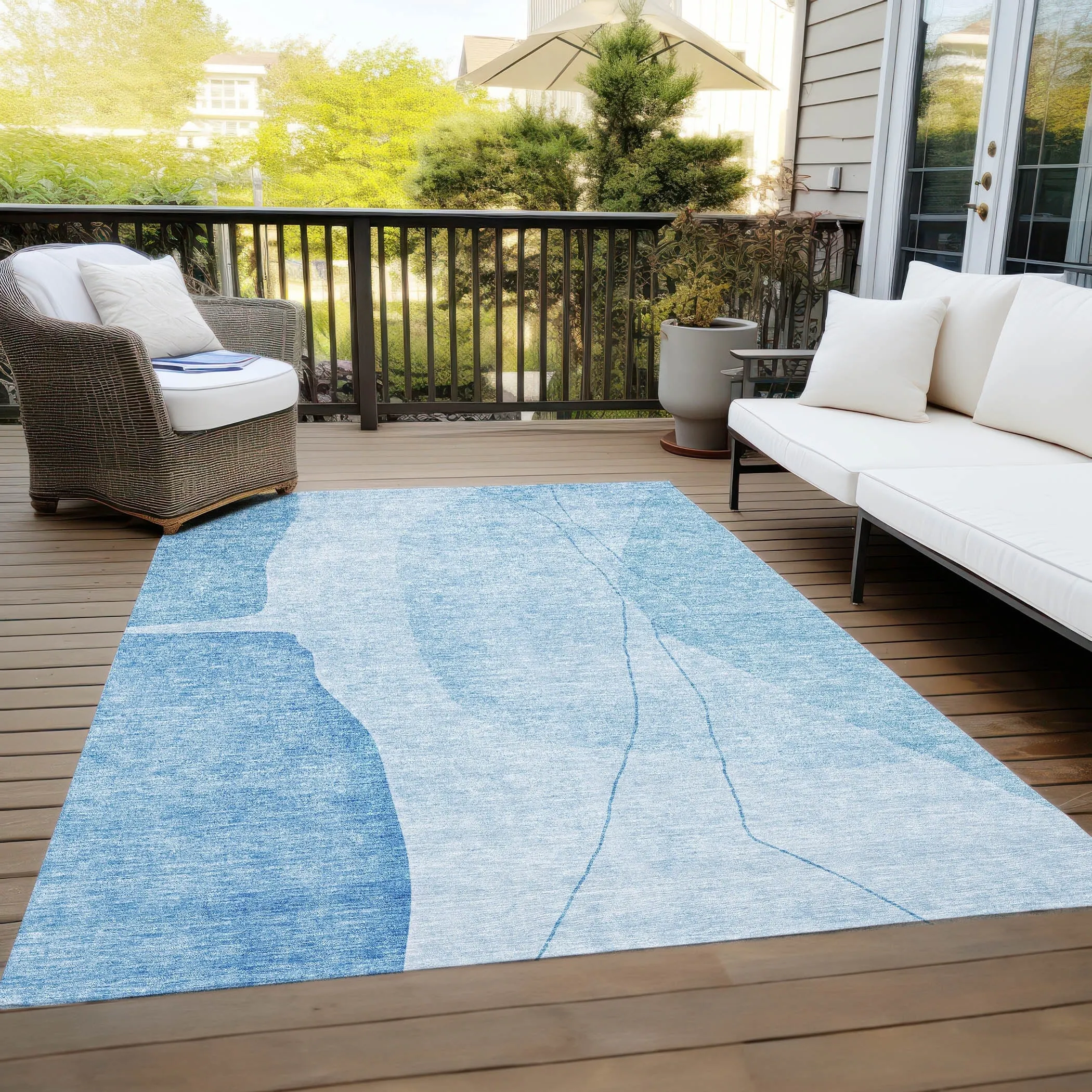 Machine Washable Indoor/ Outdoor Chantille Modern Abstract Rug