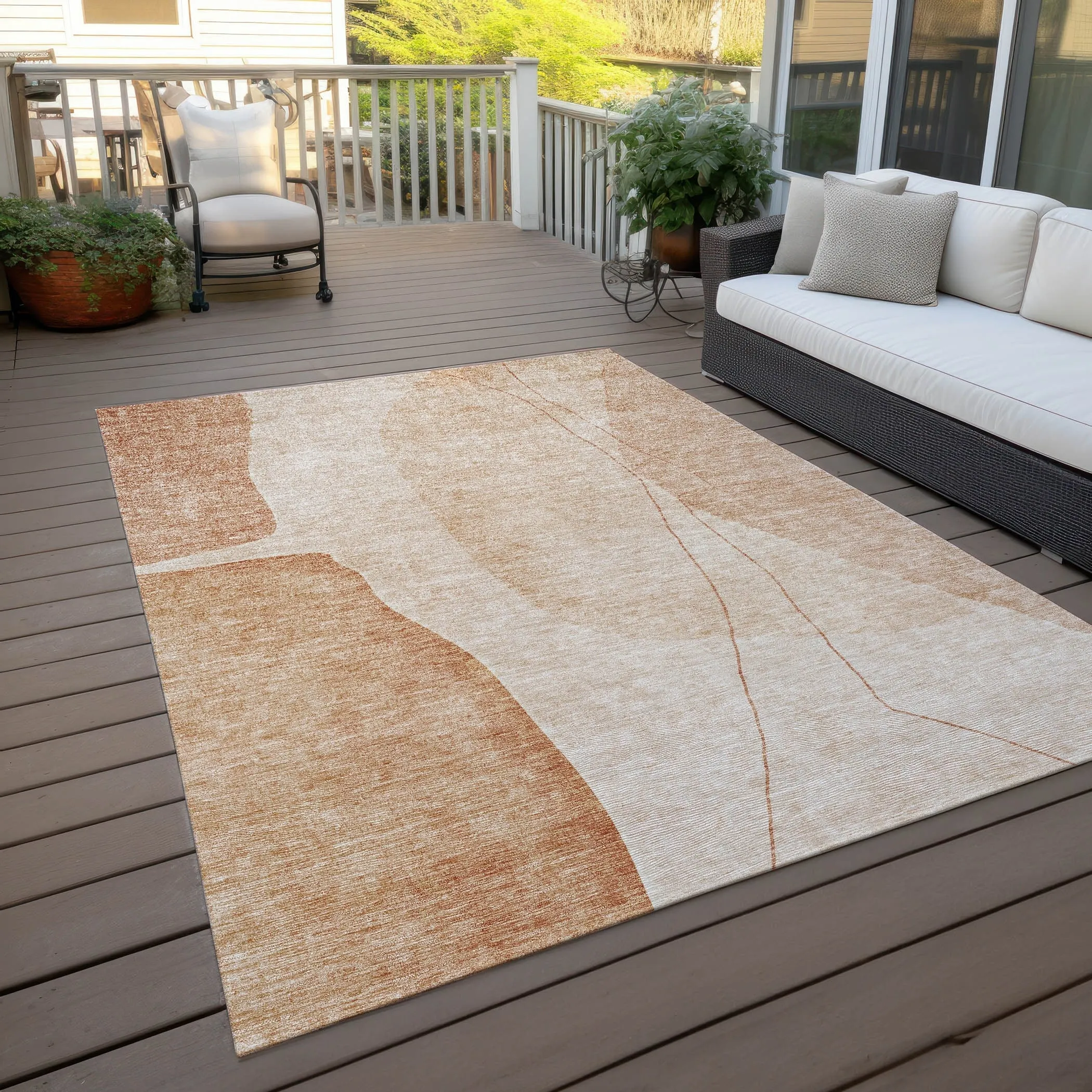Machine Washable Indoor/ Outdoor Chantille Modern Abstract Rug