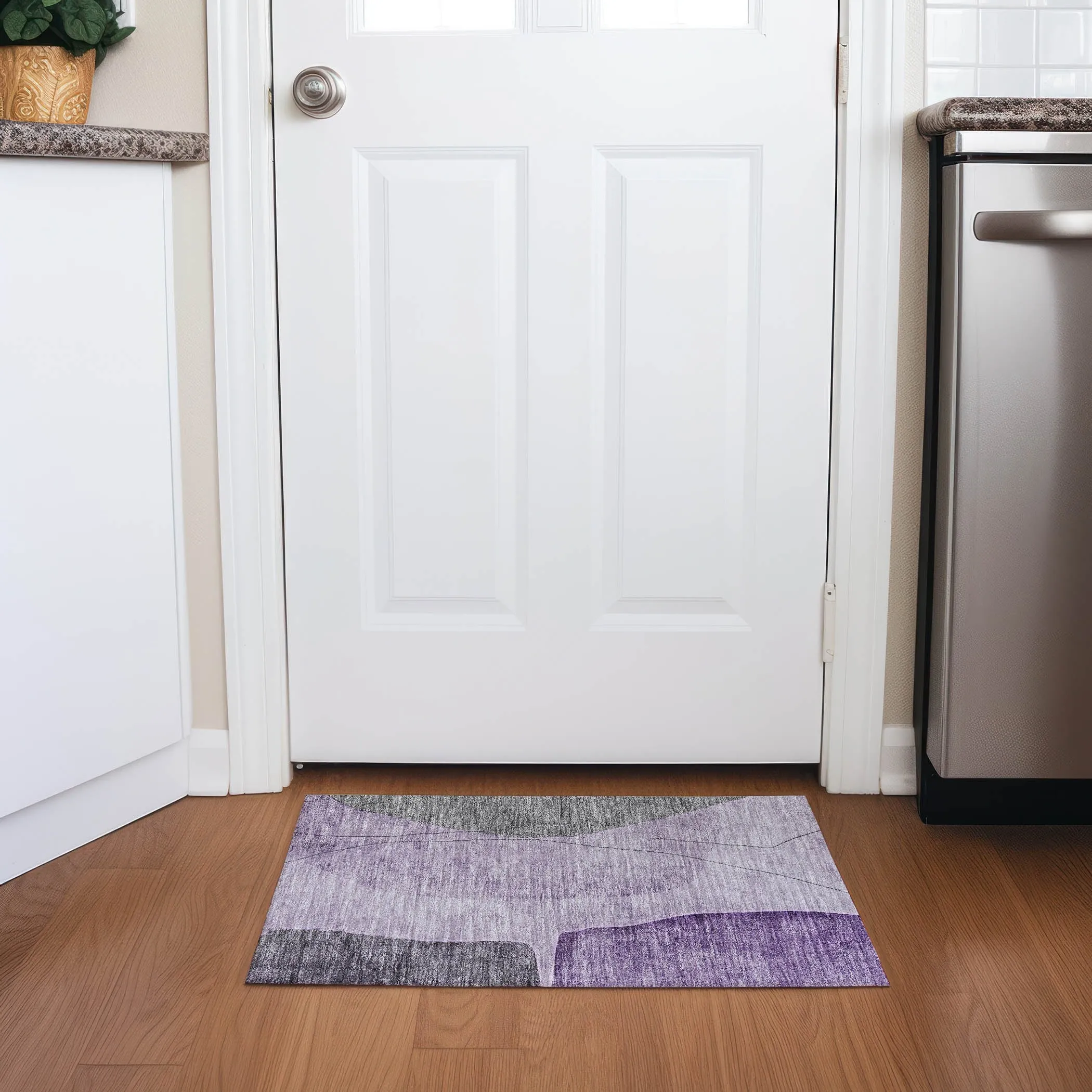 Machine Washable Indoor/ Outdoor Chantille Modern Abstract Rug
