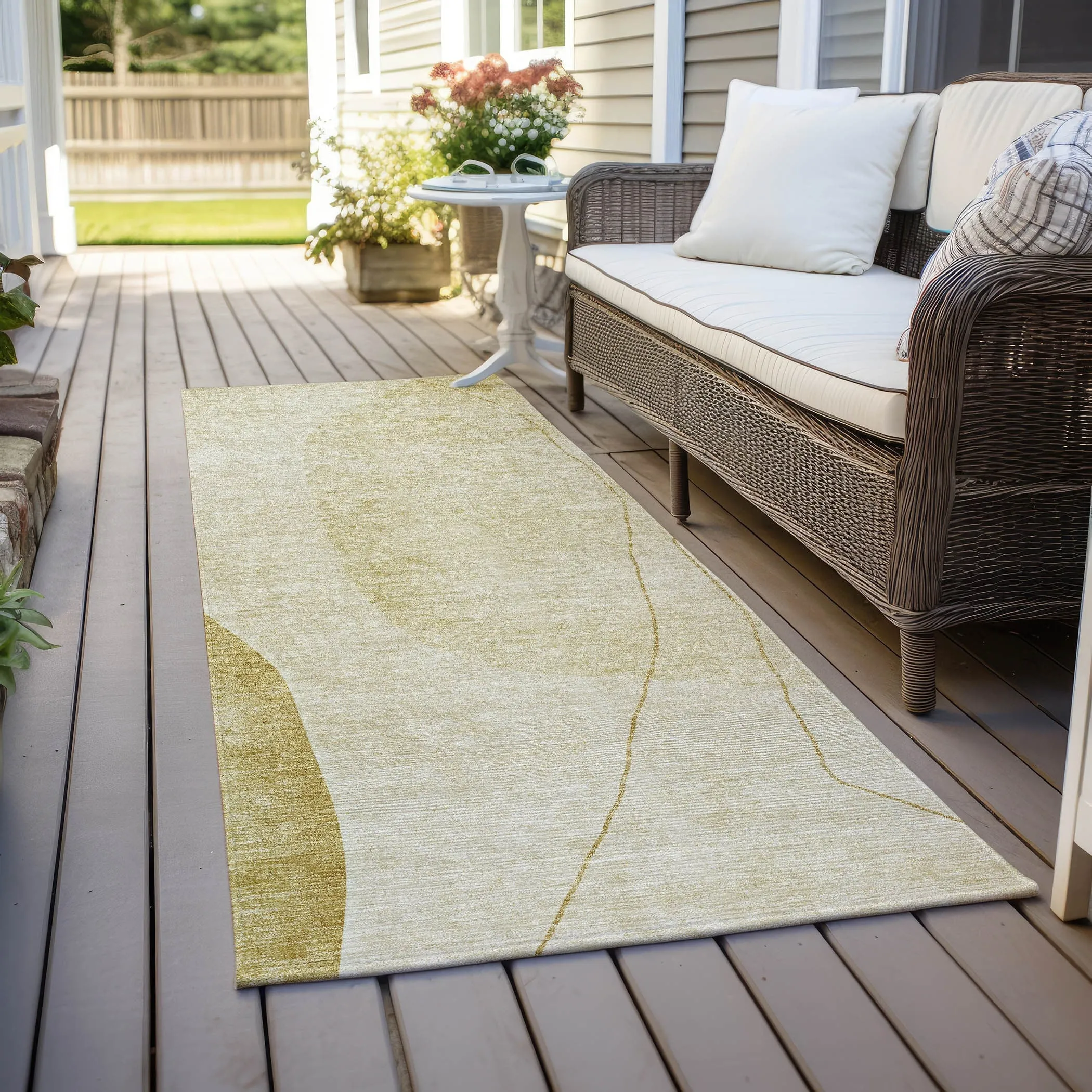 Machine Washable Indoor/ Outdoor Chantille Modern Abstract Rug