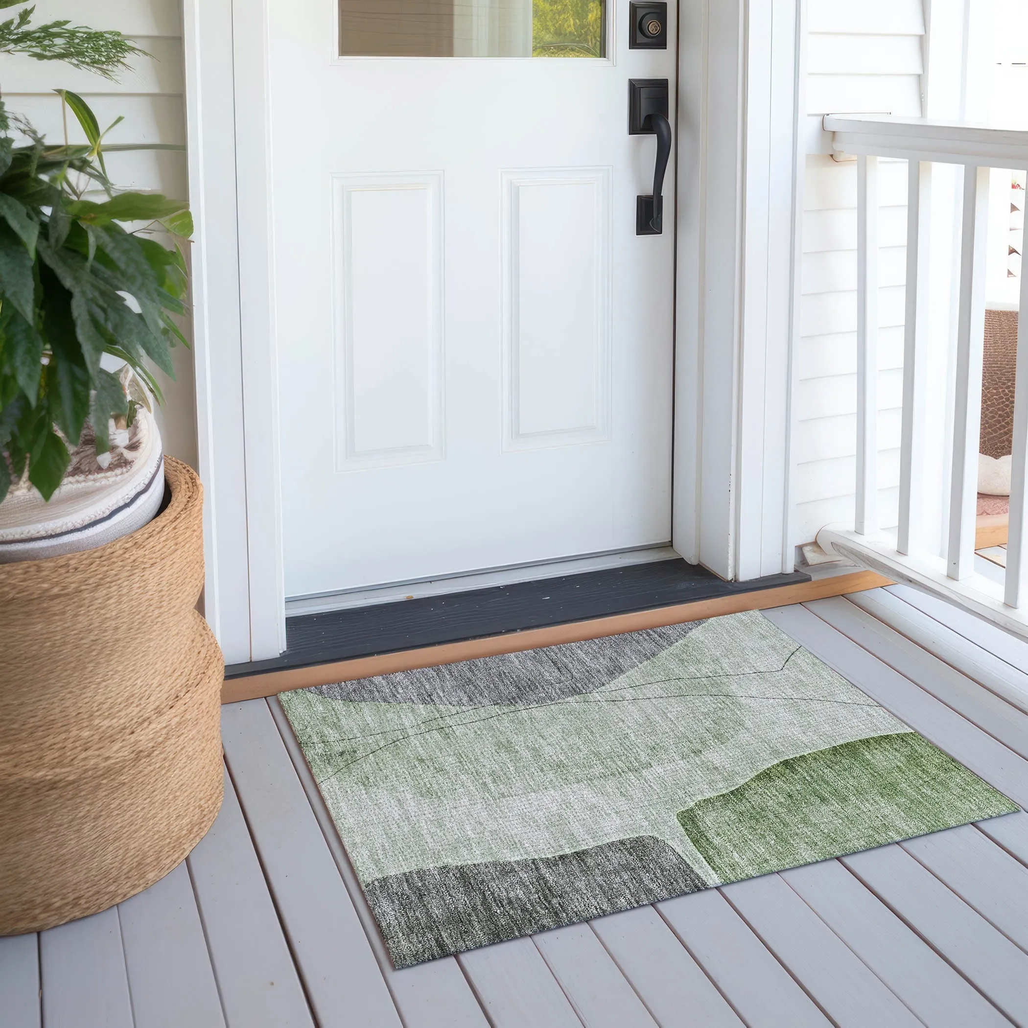 Machine Washable Indoor/ Outdoor Chantille Modern Abstract Rug