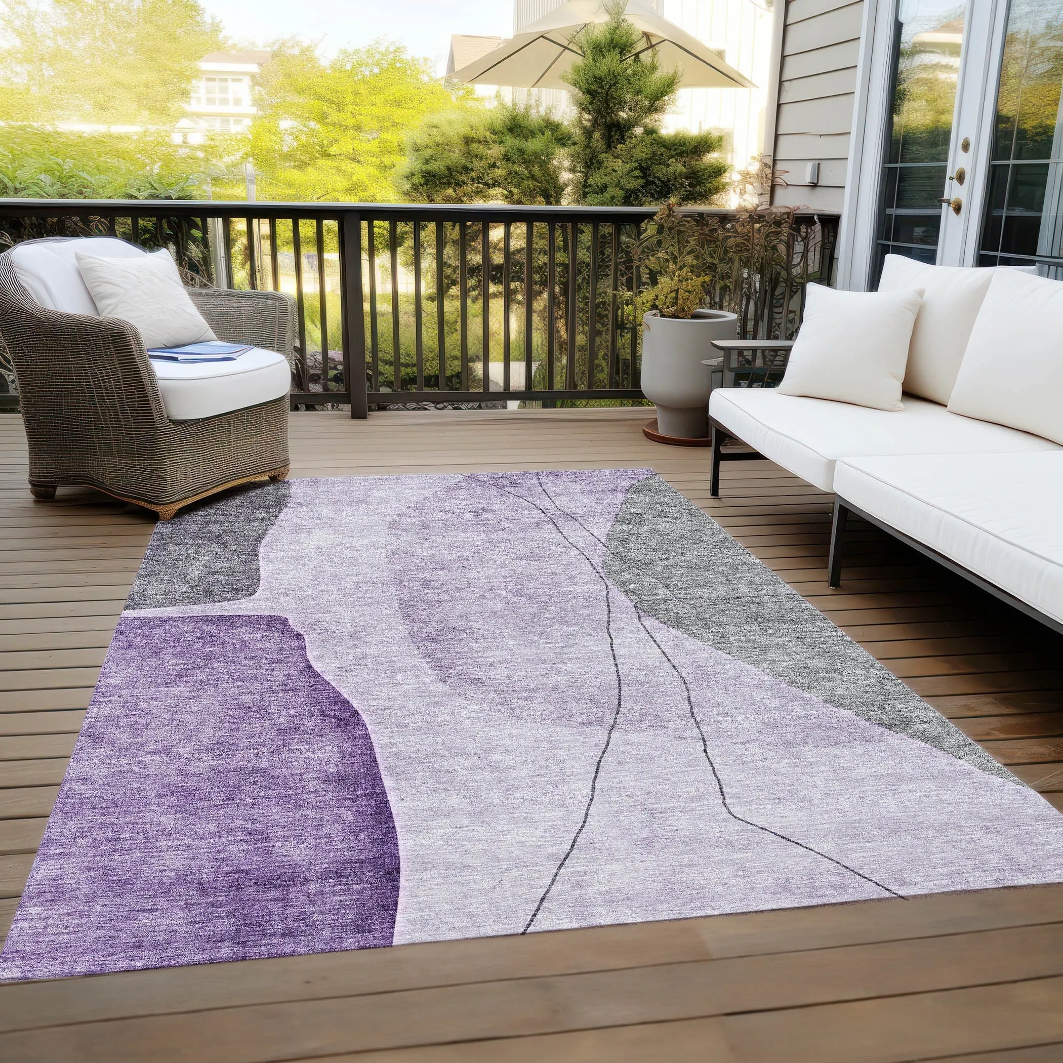 Machine Washable Indoor/ Outdoor Chantille Modern Abstract Rug