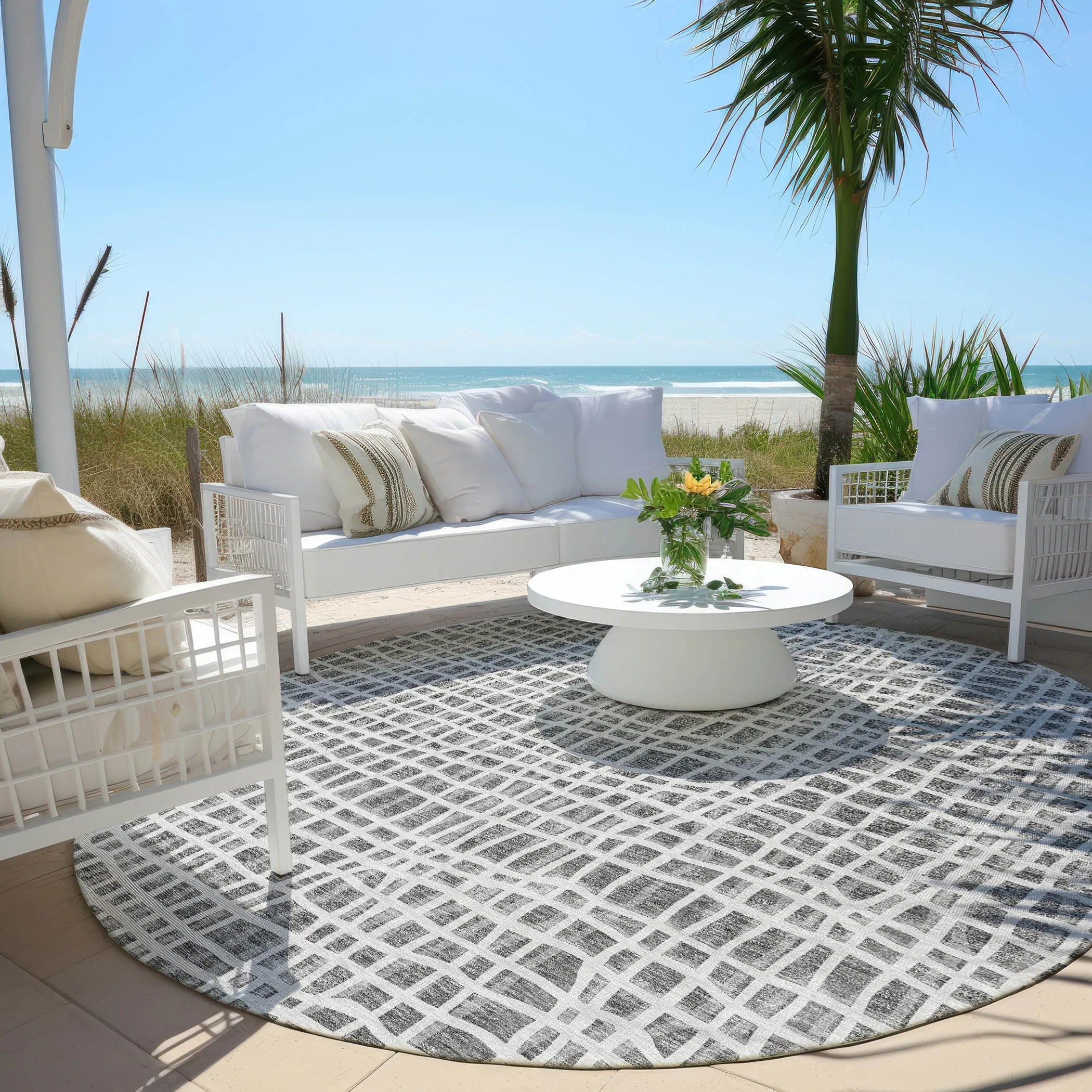 Machine Washable Indoor/ Outdoor Chantille Modern Abstract Rug