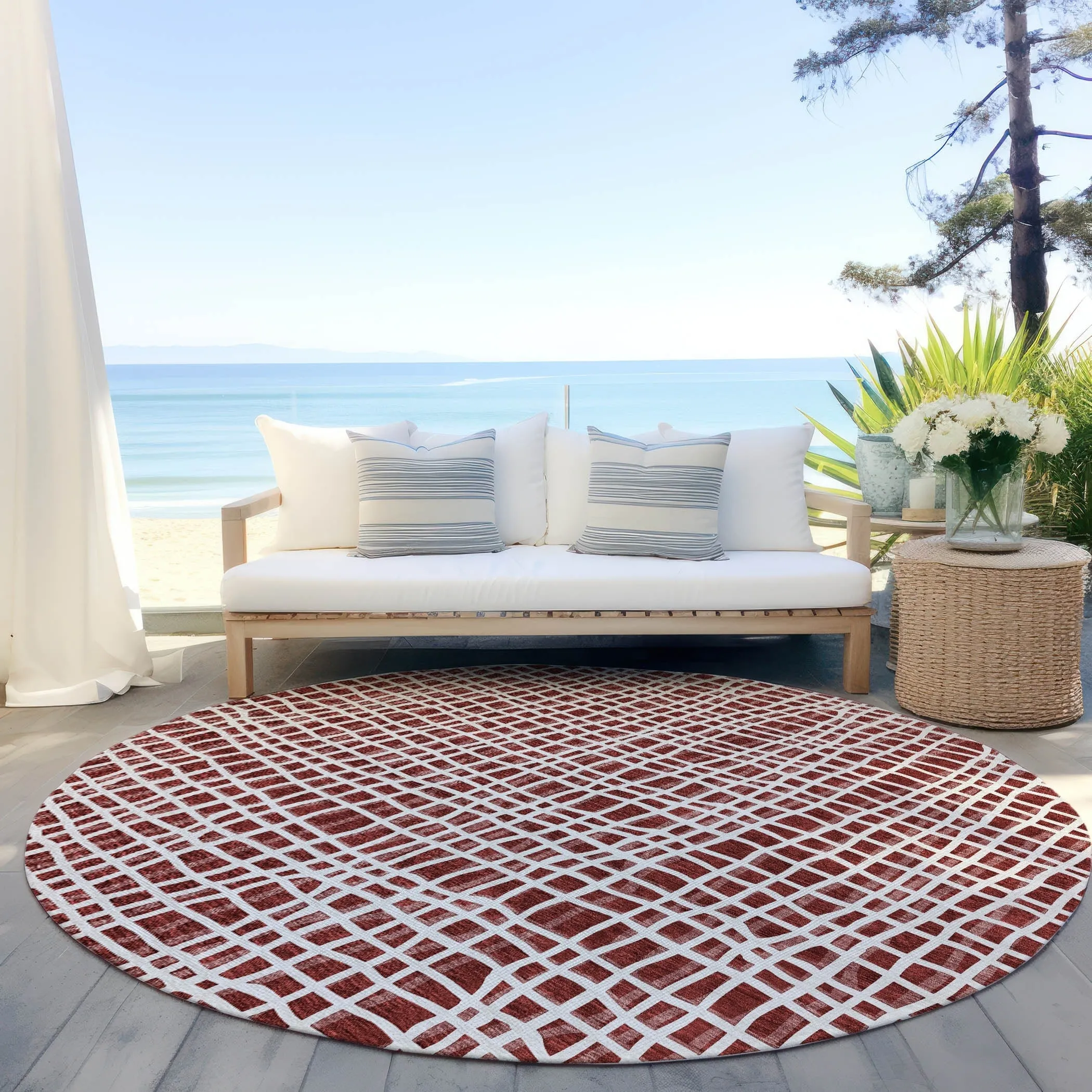 Machine Washable Indoor/ Outdoor Chantille Modern Abstract Rug