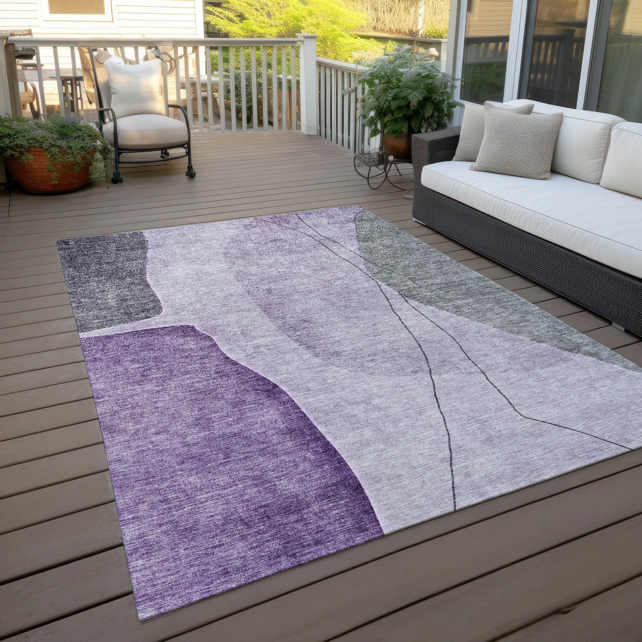 Machine Washable Indoor/ Outdoor Chantille Modern Abstract Rug