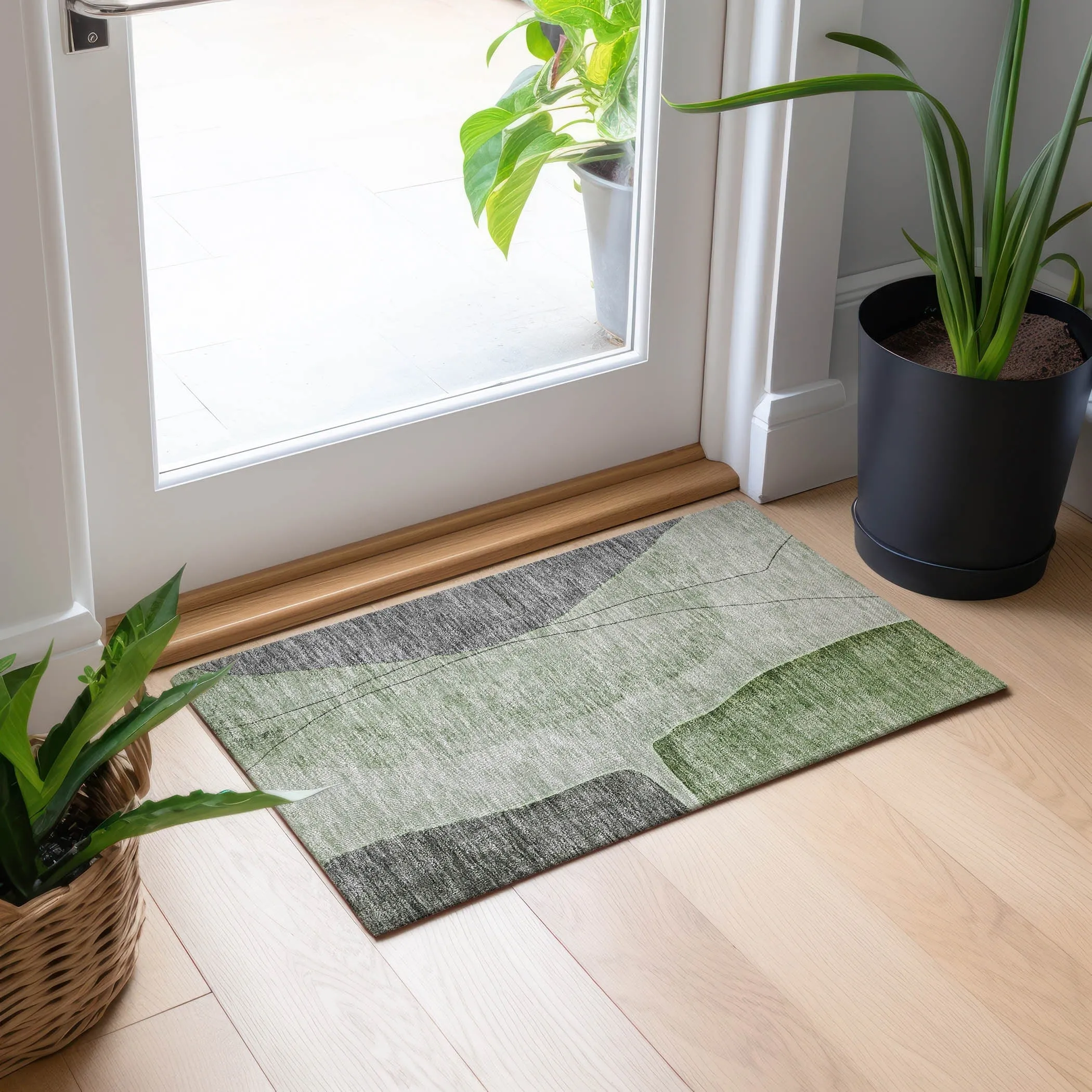 Machine Washable Indoor/ Outdoor Chantille Modern Abstract Rug