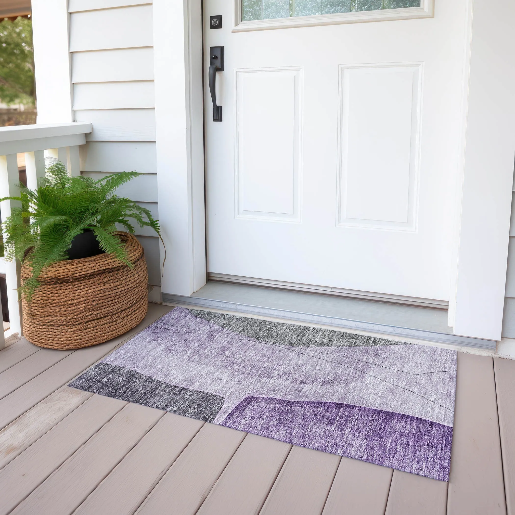 Machine Washable Indoor/ Outdoor Chantille Modern Abstract Rug