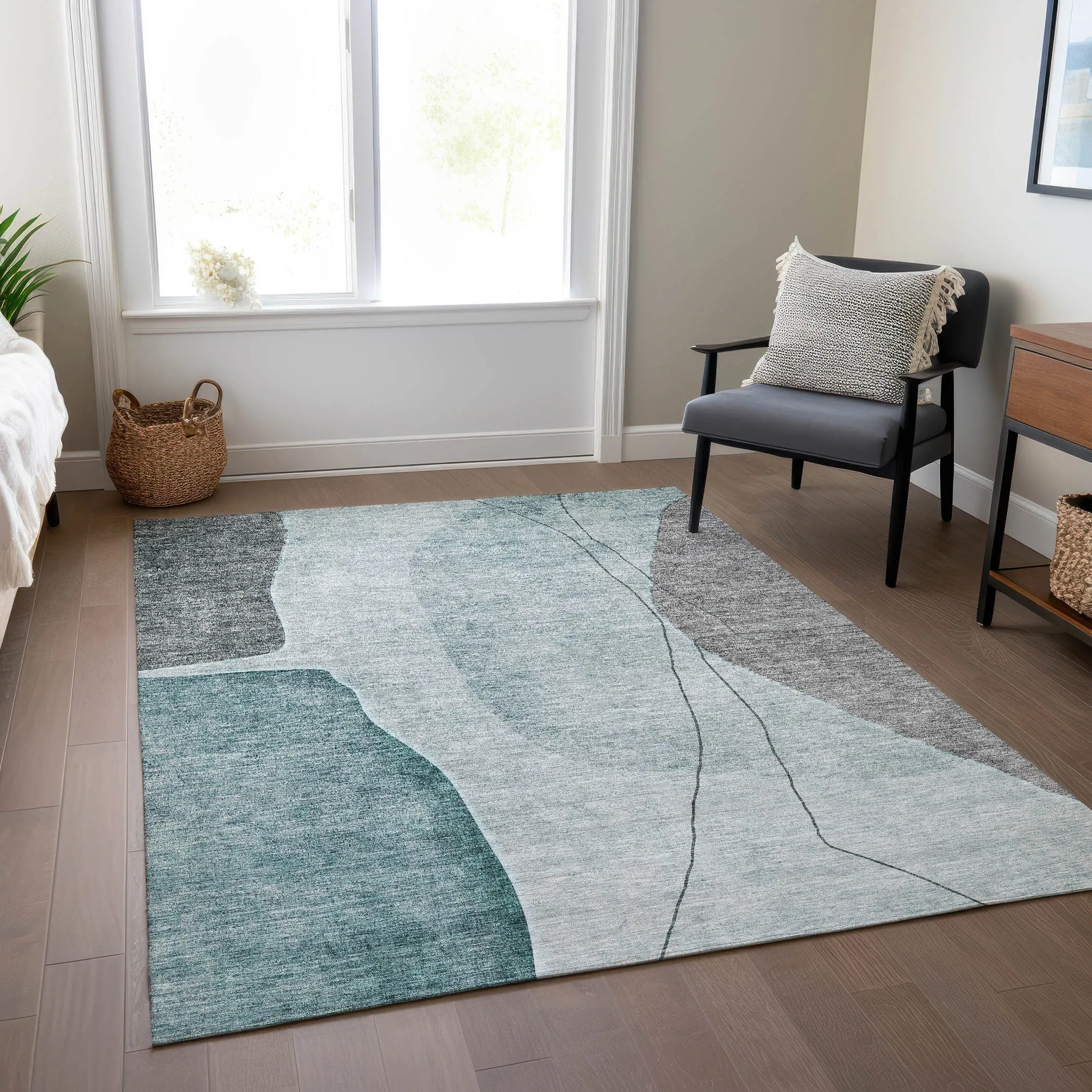Machine Washable Indoor/ Outdoor Chantille Modern Abstract Rug