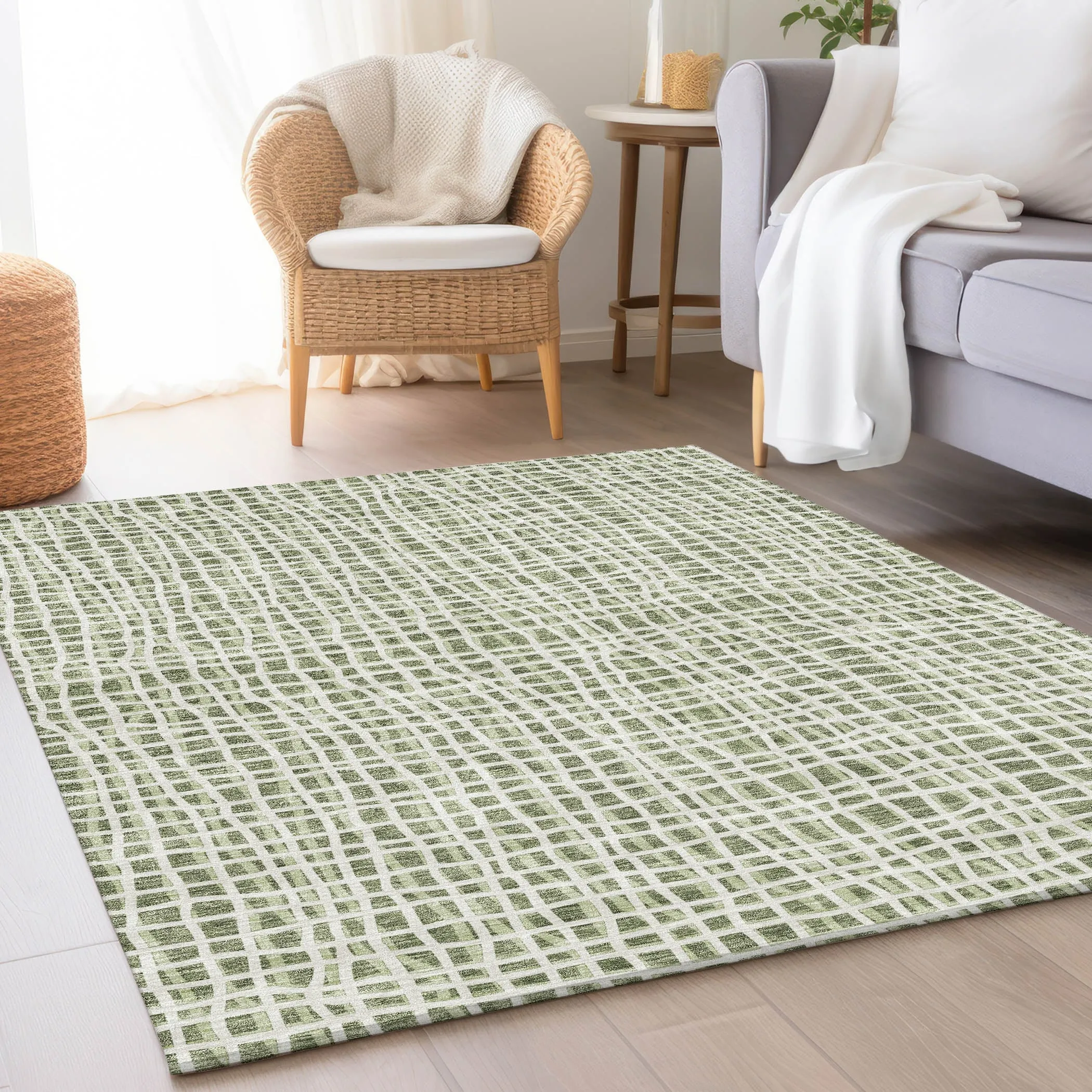 Machine Washable Indoor/ Outdoor Chantille Modern Abstract Rug