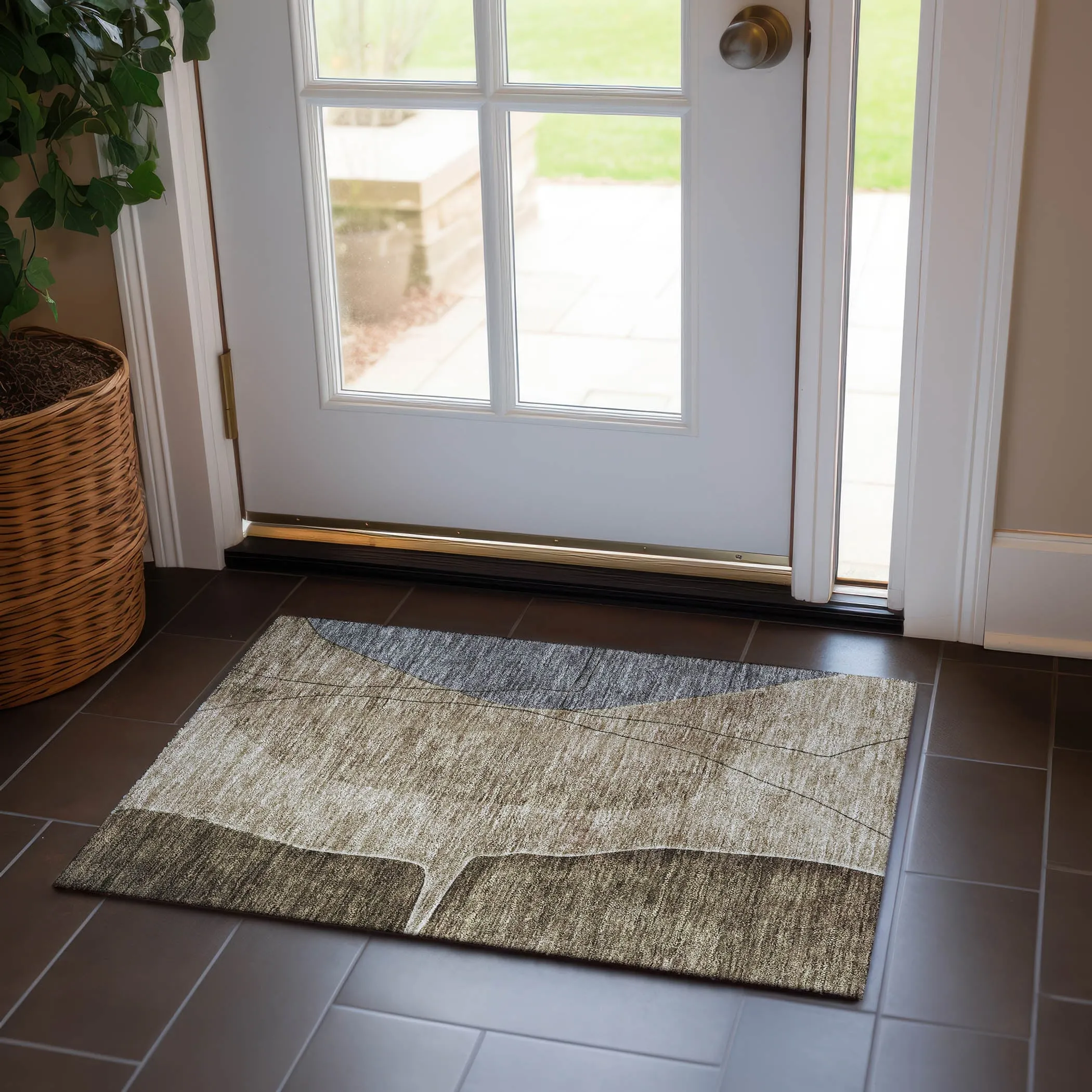 Machine Washable Indoor/ Outdoor Chantille Modern Abstract Rug