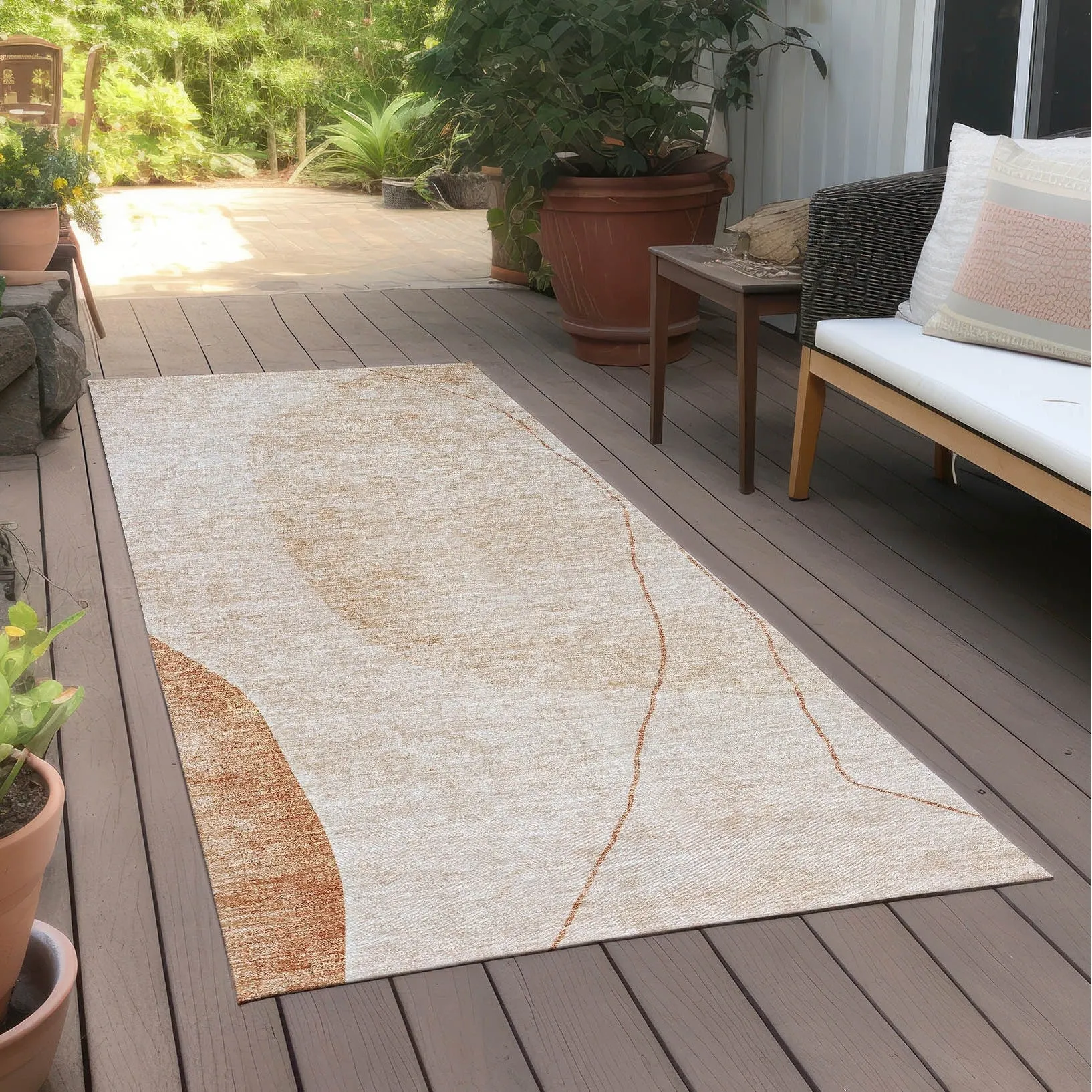 Machine Washable Indoor/ Outdoor Chantille Modern Abstract Rug