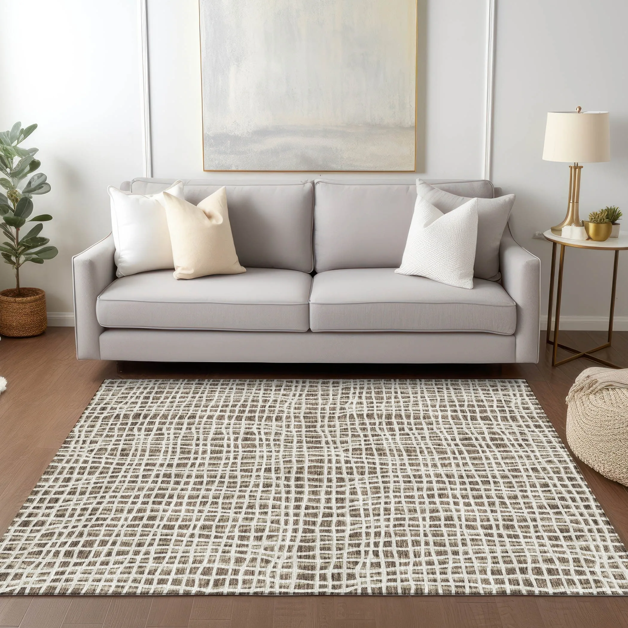 Machine Washable Indoor/ Outdoor Chantille Modern Abstract Rug