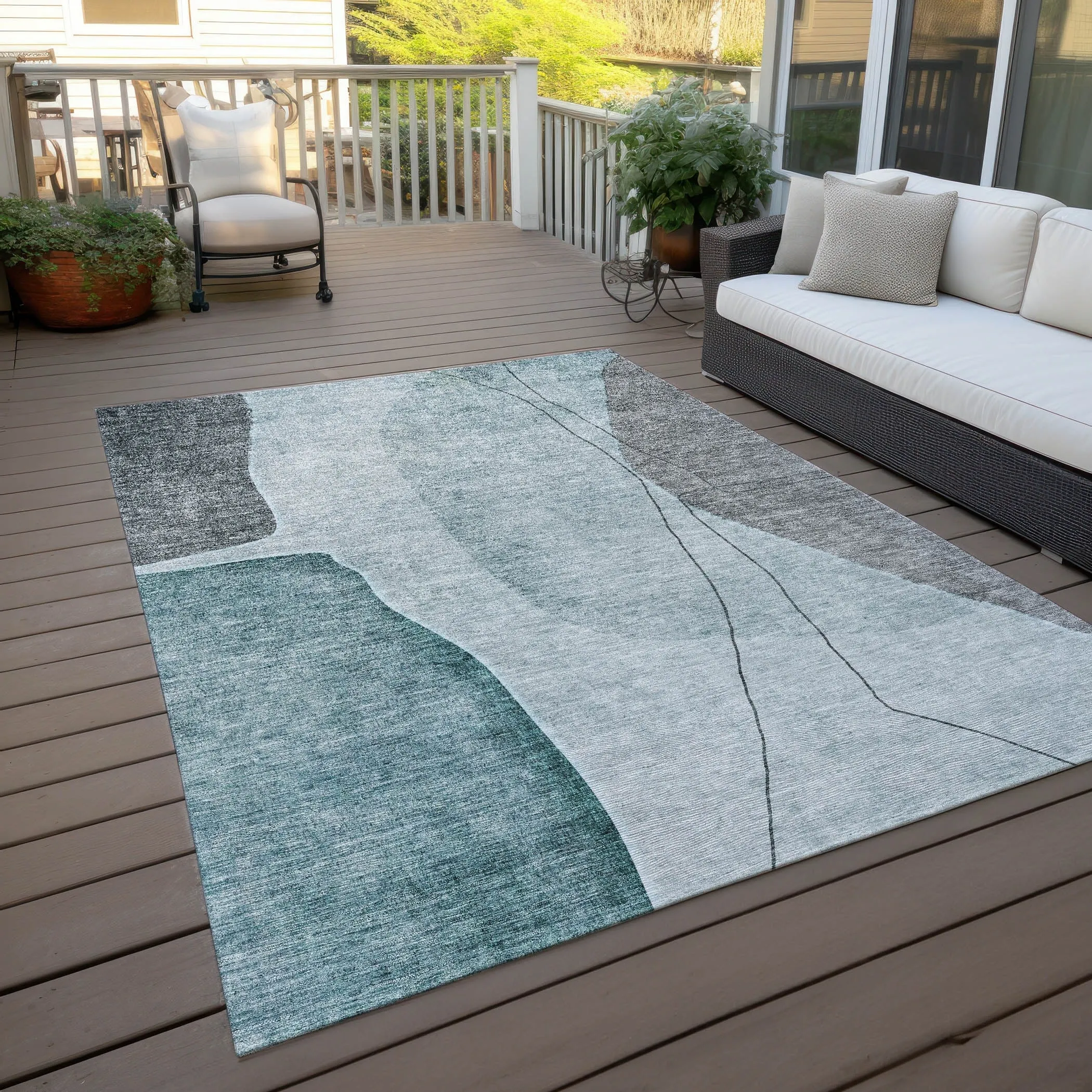 Machine Washable Indoor/ Outdoor Chantille Modern Abstract Rug