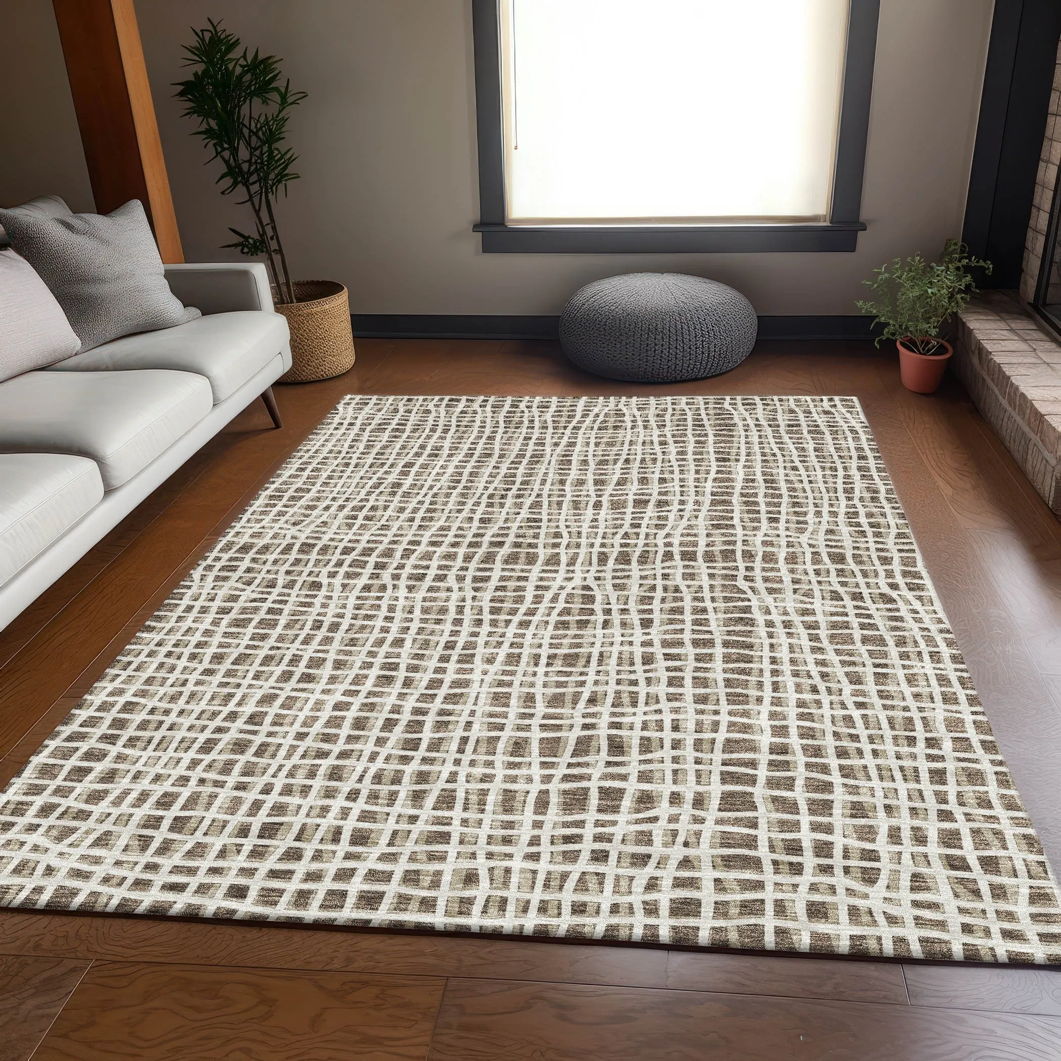 Machine Washable Indoor/ Outdoor Chantille Modern Abstract Rug