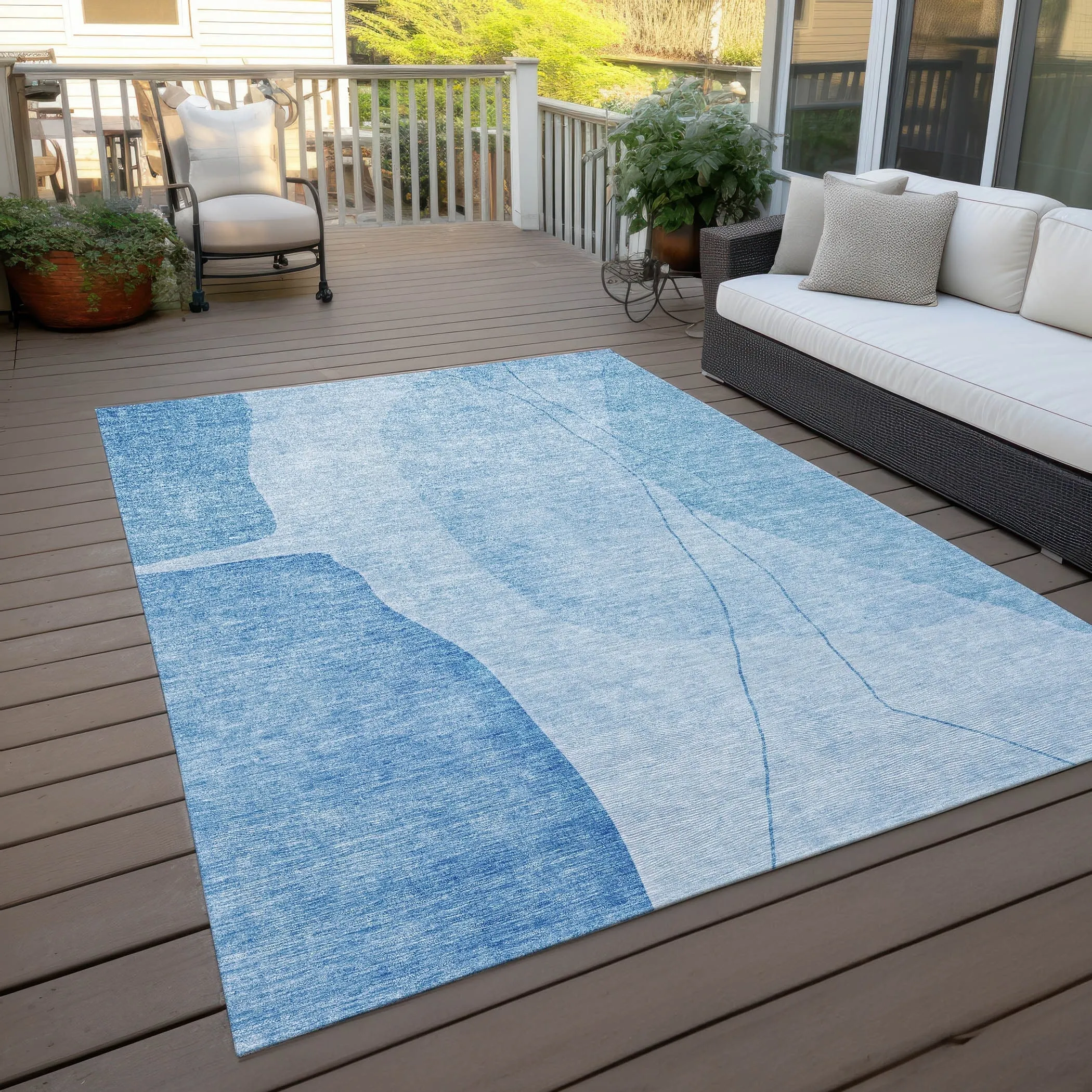 Machine Washable Indoor/ Outdoor Chantille Modern Abstract Rug